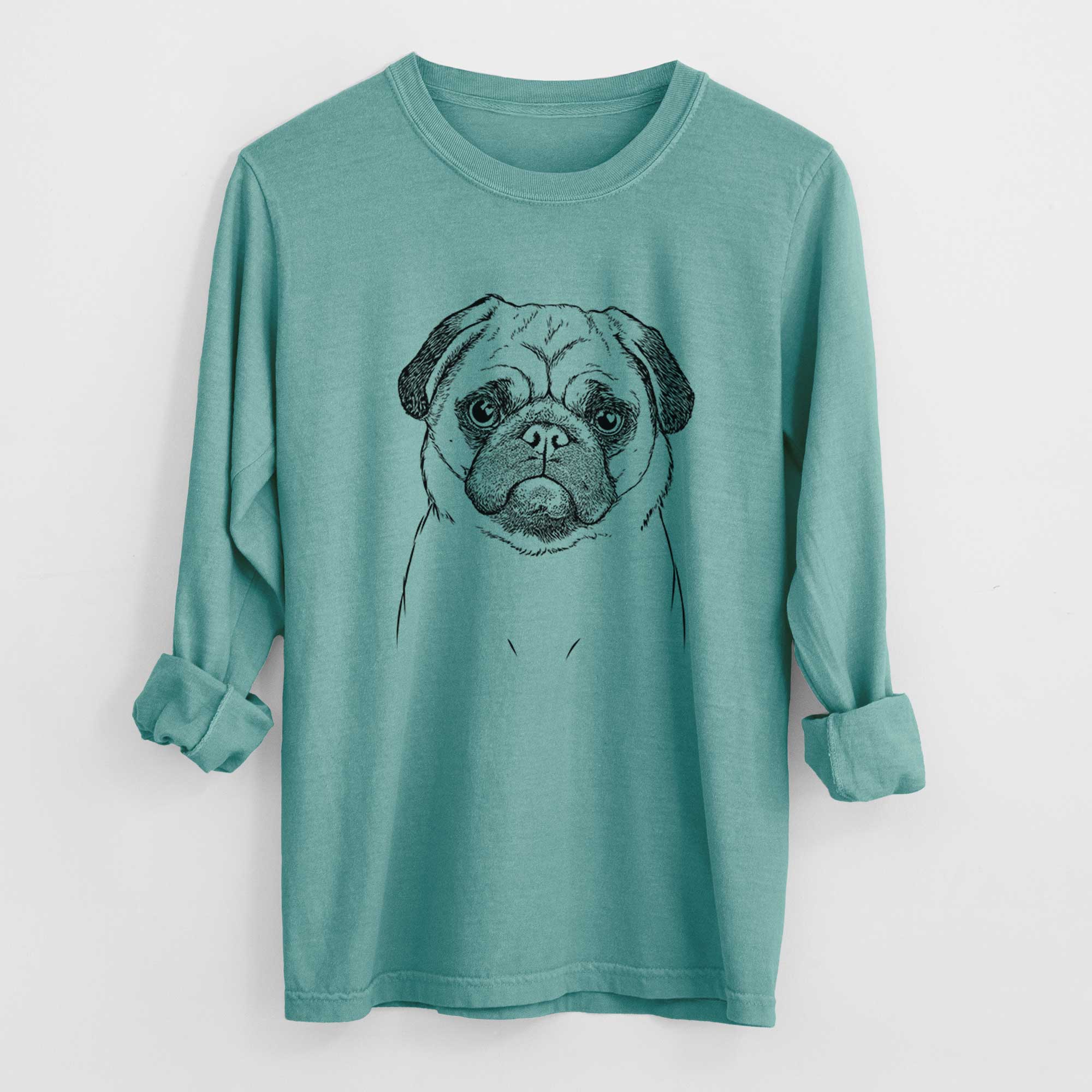 Bare Ruby the Pug - Men's Heavyweight 100% Cotton Long Sleeve
