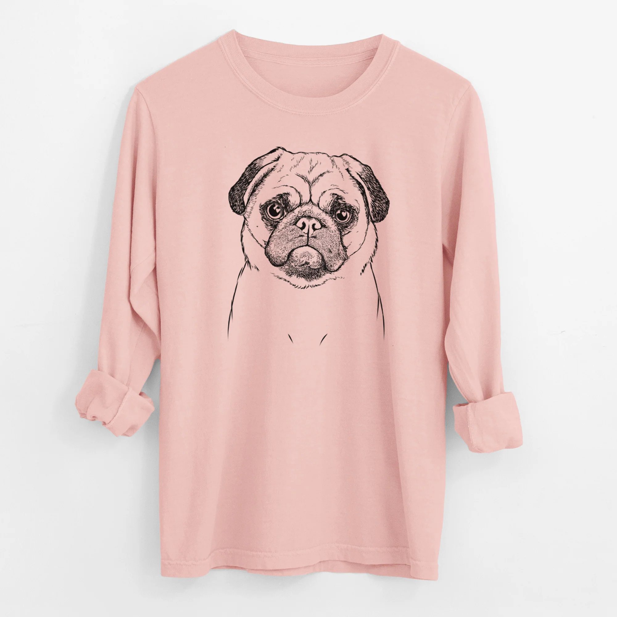 Bare Ruby the Pug - Men's Heavyweight 100% Cotton Long Sleeve - Image 11