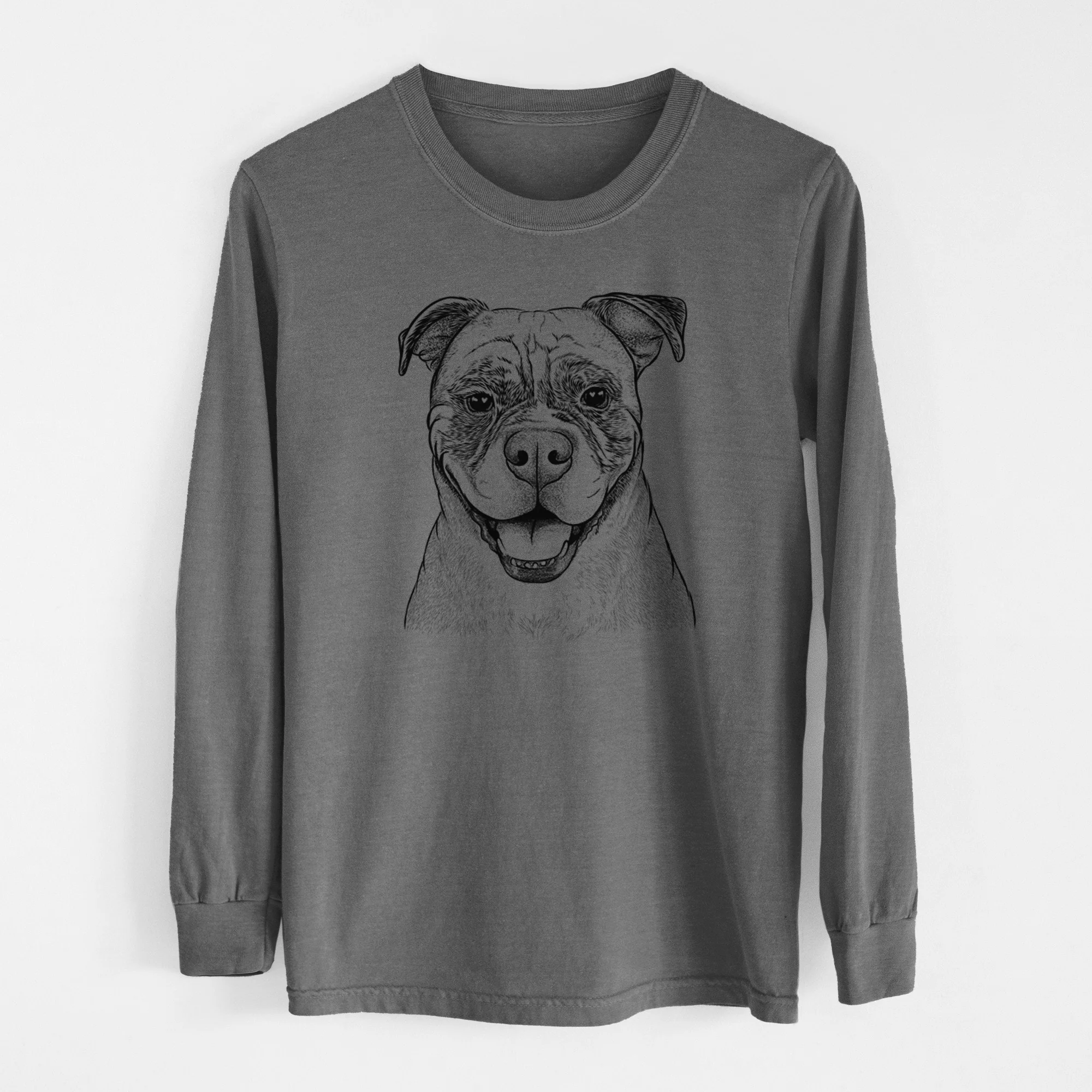 Bare Rufus the American Bulldog - Men's Heavyweight 100% Cotton Long Sleeve - Image 14