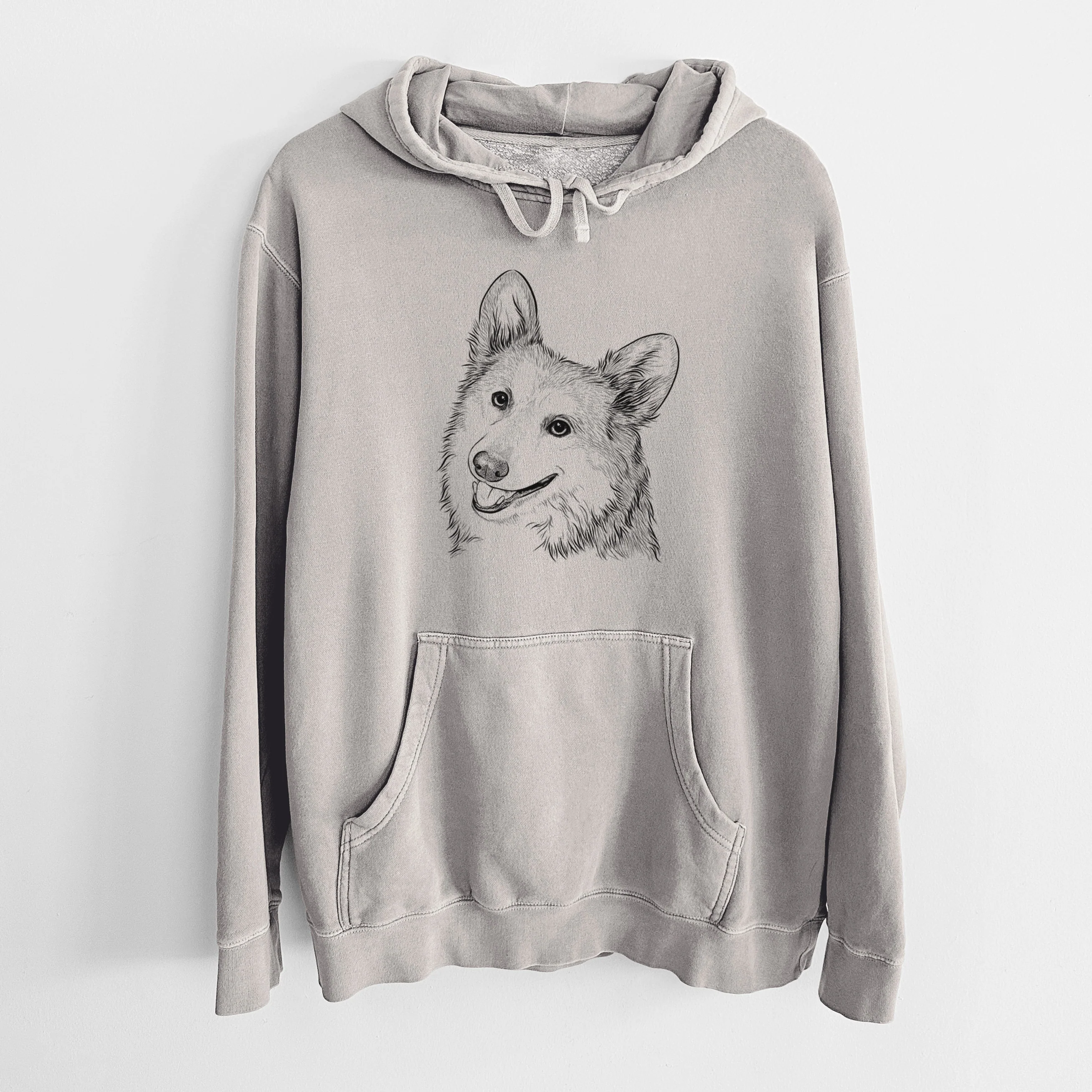 Bare Scout the Pembroke Welsh Corgi - Unisex Pigment Dyed Hoodie - Image 5