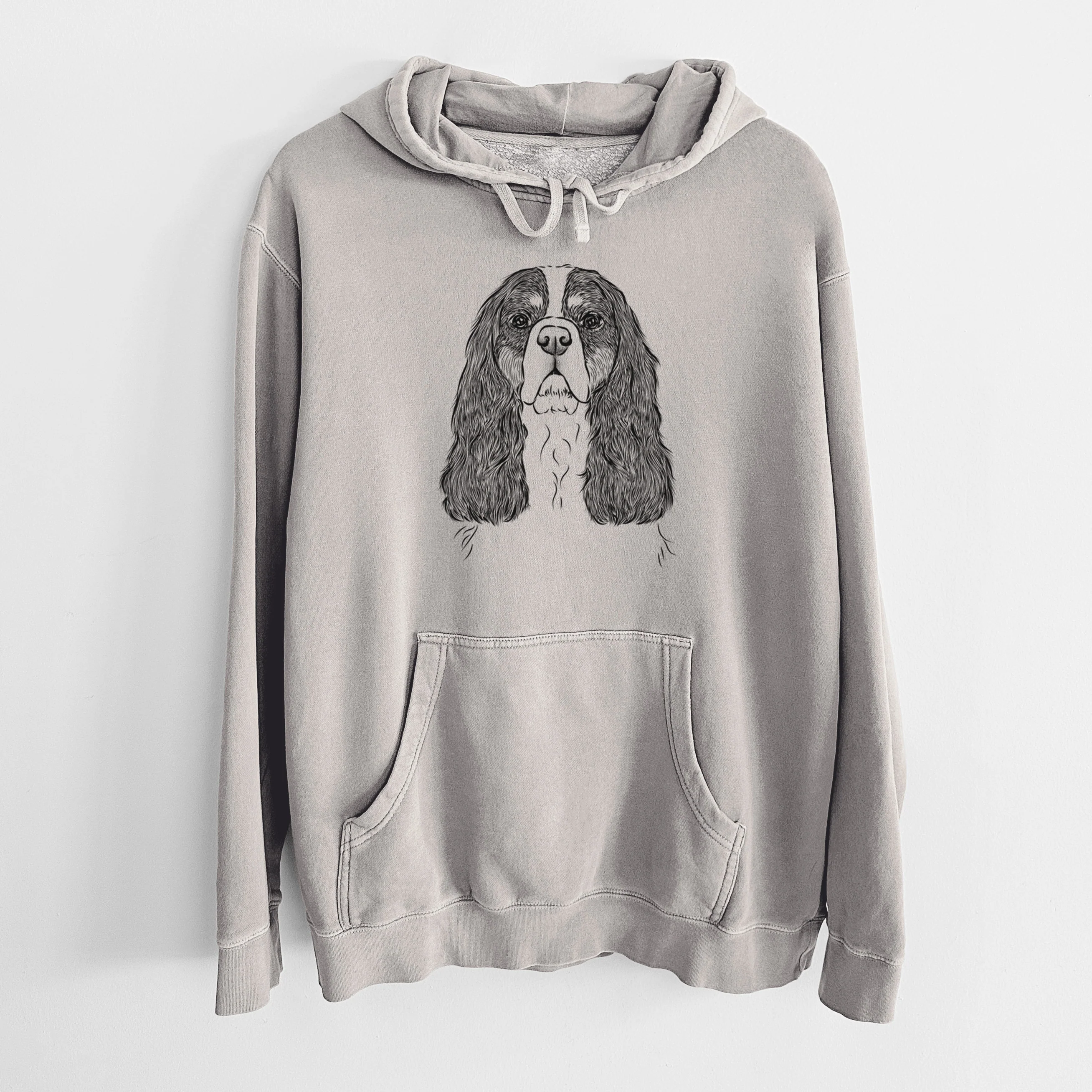 Bare Sebastian the Cavalier King Charles Spaniel - Unisex Pigment Dyed Hoodie - Image 5