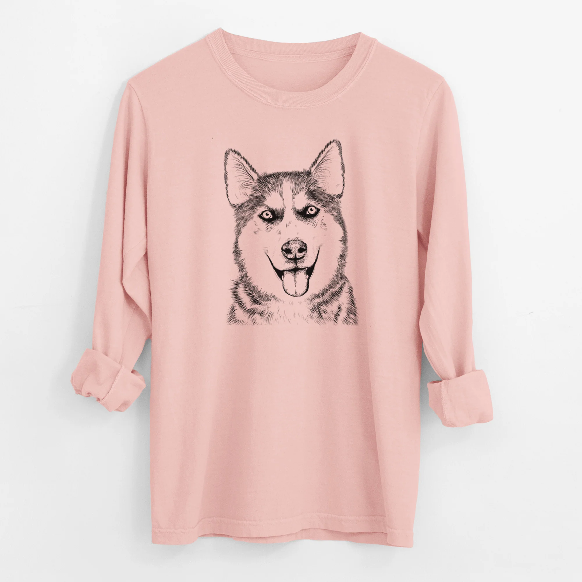 Bare Sesi the Siberian Husky - Men's Heavyweight 100% Cotton Long Sleeve - Image 11