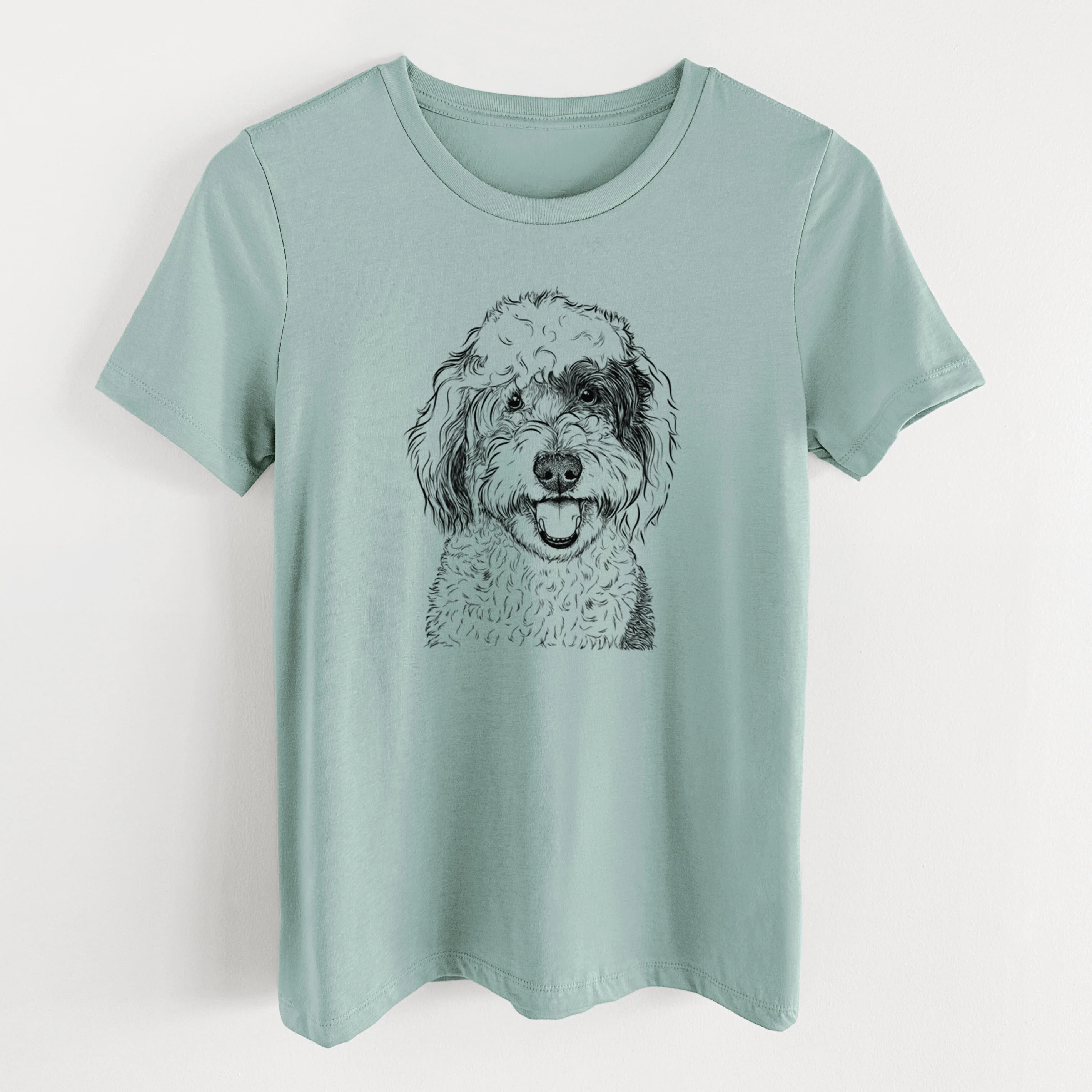 Bare Sherlock the Sheepadoodle - Women's Lightweight Relaxed Fit 100% Cotton Crewneck - Image 10