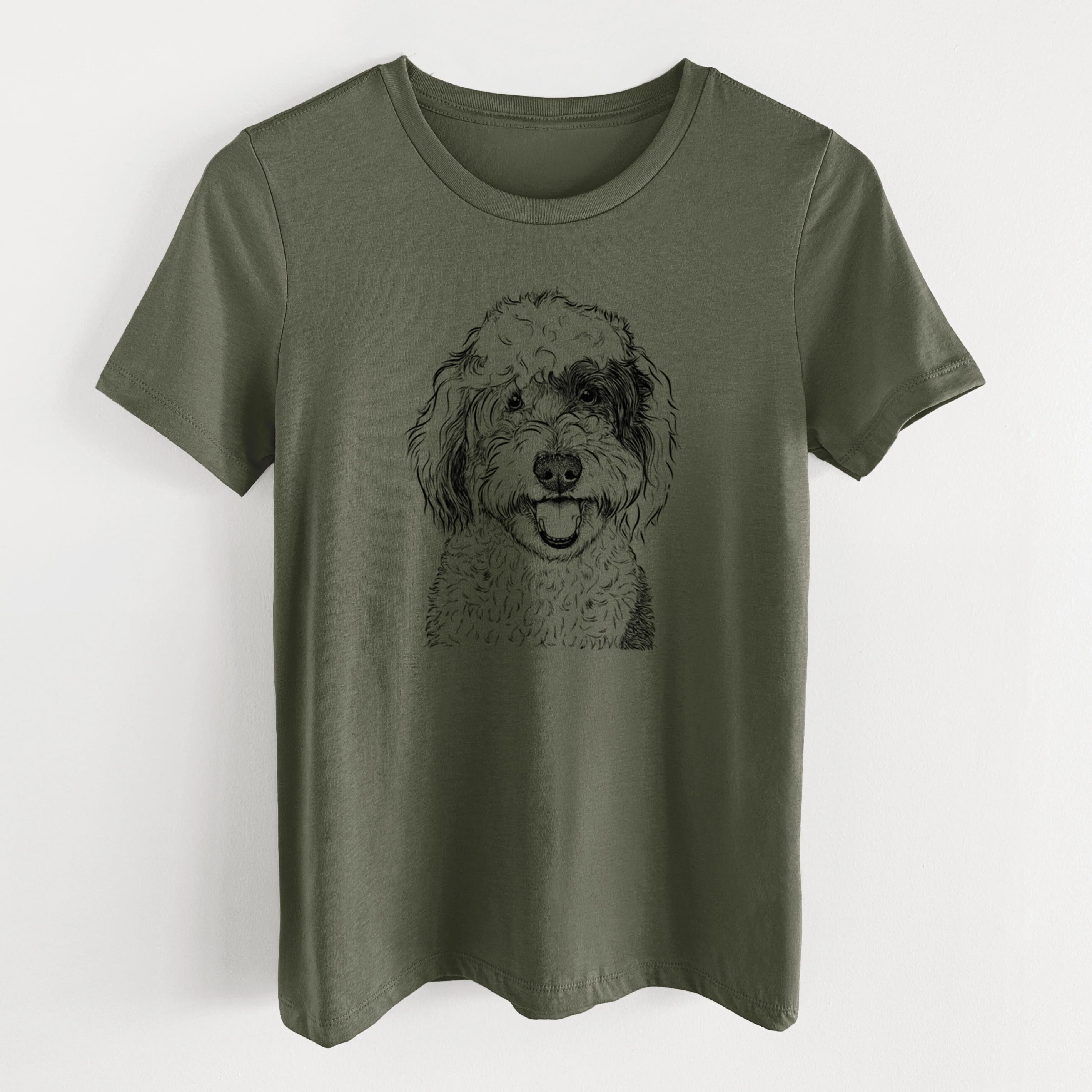 Bare Sherlock the Sheepadoodle - Women's Lightweight Relaxed Fit 100% Cotton Crewneck - Image 12