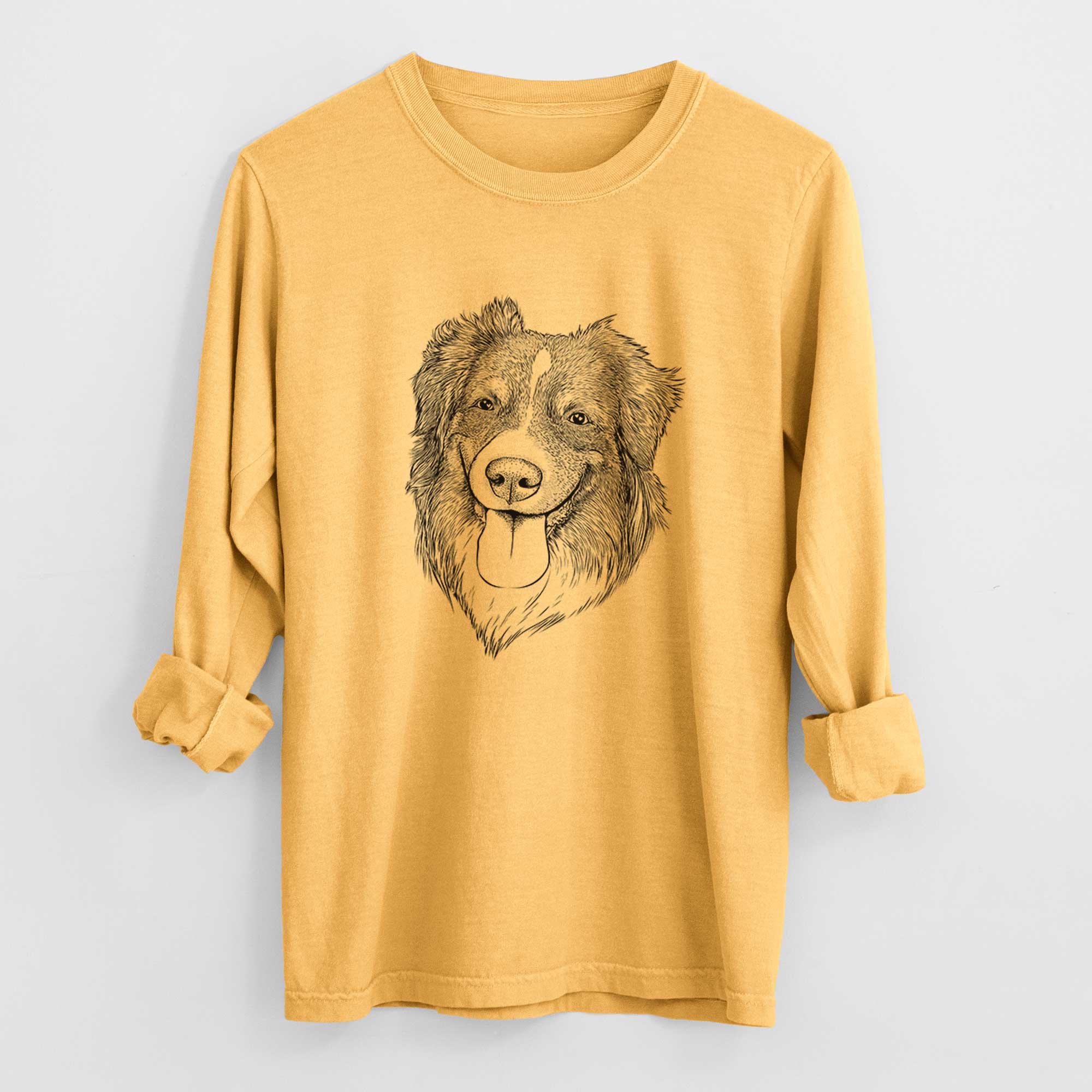 Bare Siena the Australian Shepherd - Men's Heavyweight 100% Cotton Long Sleeve - Image 3
