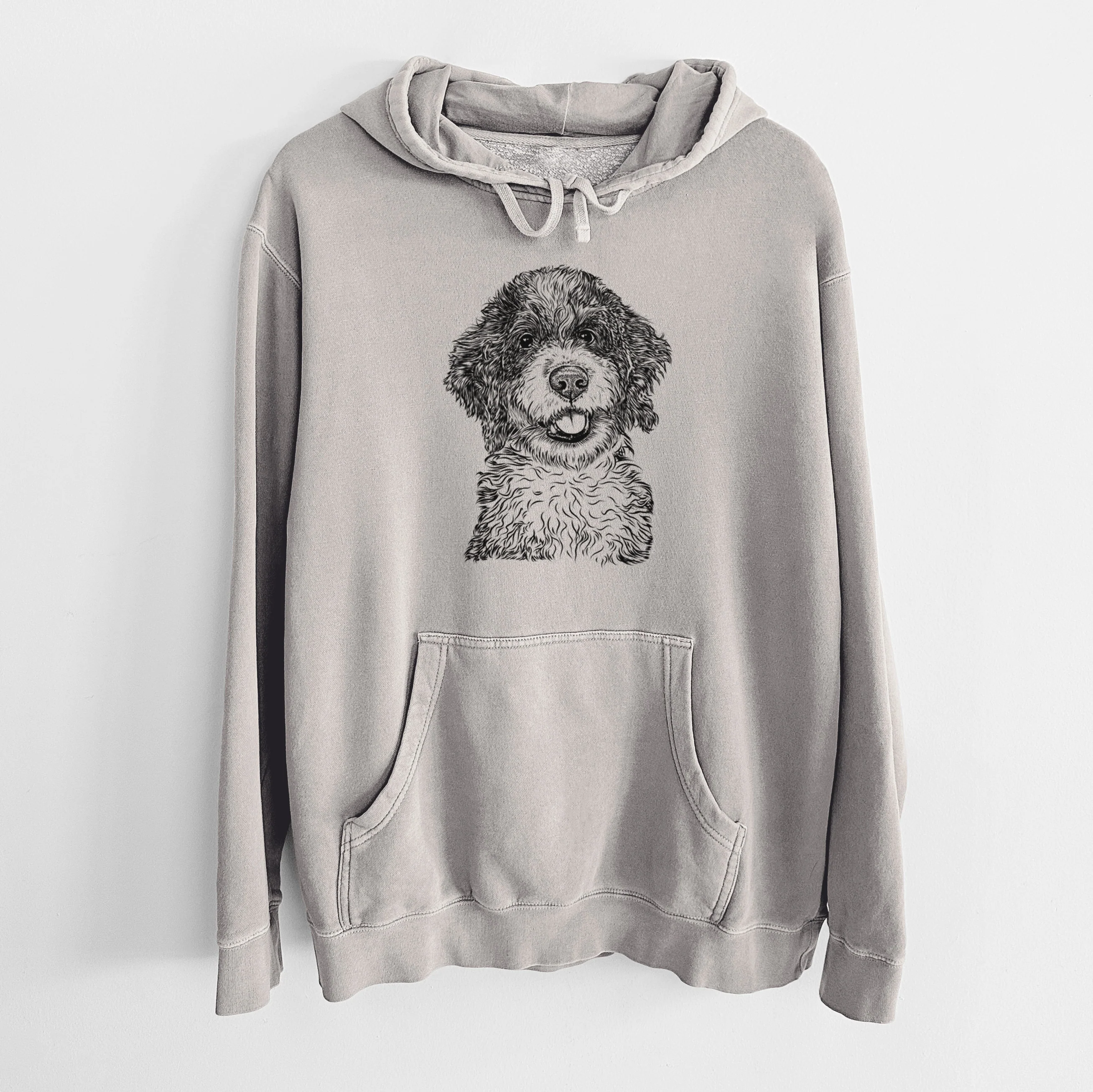 Bare Smoky the Bernedoodle Puppy - Unisex Pigment Dyed Hoodie - Image 5