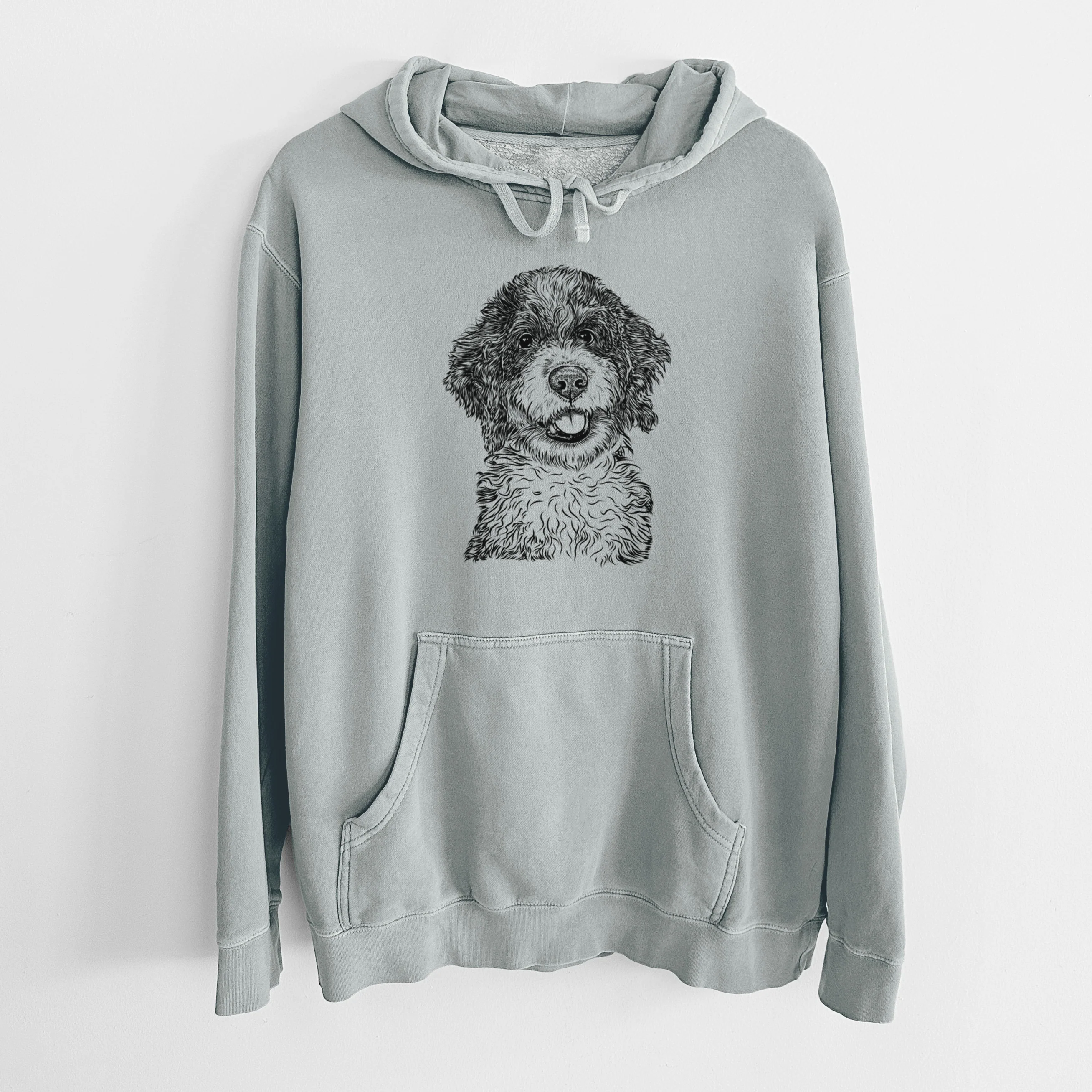 Bare Smoky the Bernedoodle Puppy - Unisex Pigment Dyed Hoodie - Image 8