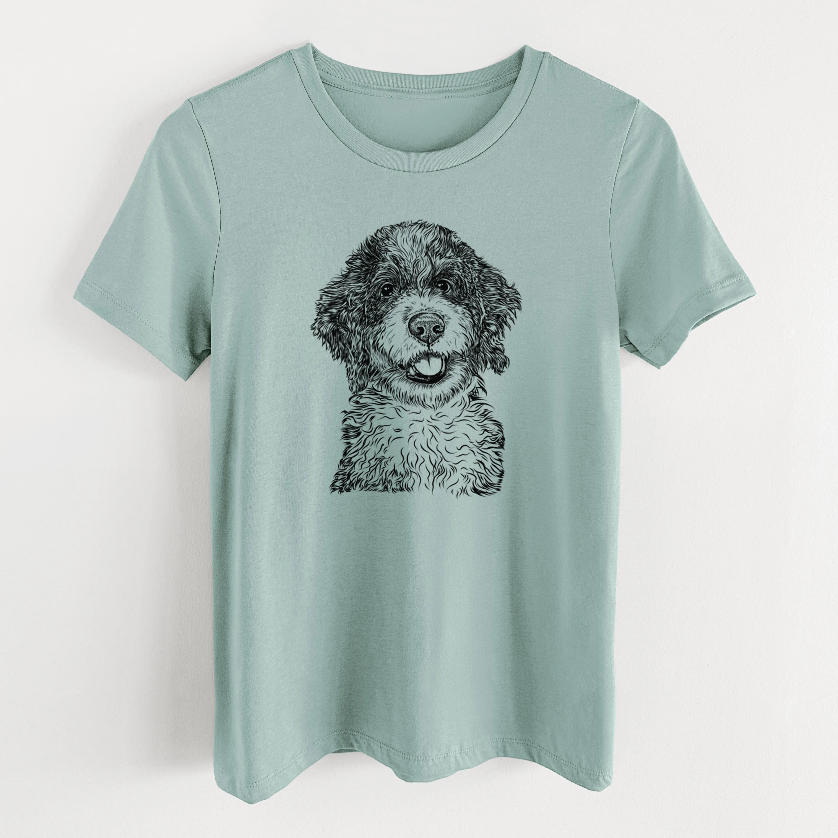 Bare Smoky the Bernedoodle Puppy - Women's Lightweight Relaxed Fit 100% Cotton Crewneck - Image 10