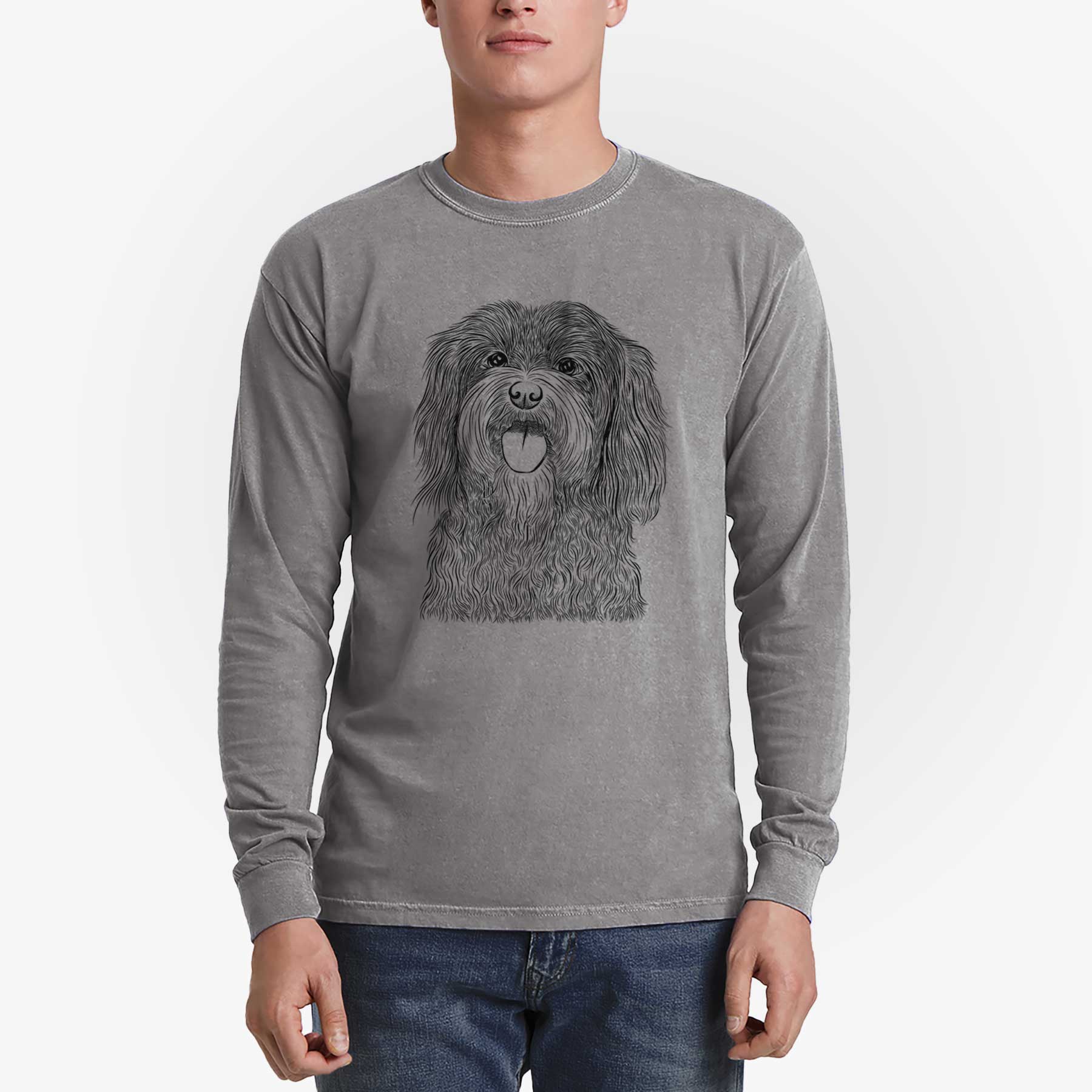 Bare Sophie the Havanese - Men's Heavyweight 100% Cotton Long Sleeve - Image 5