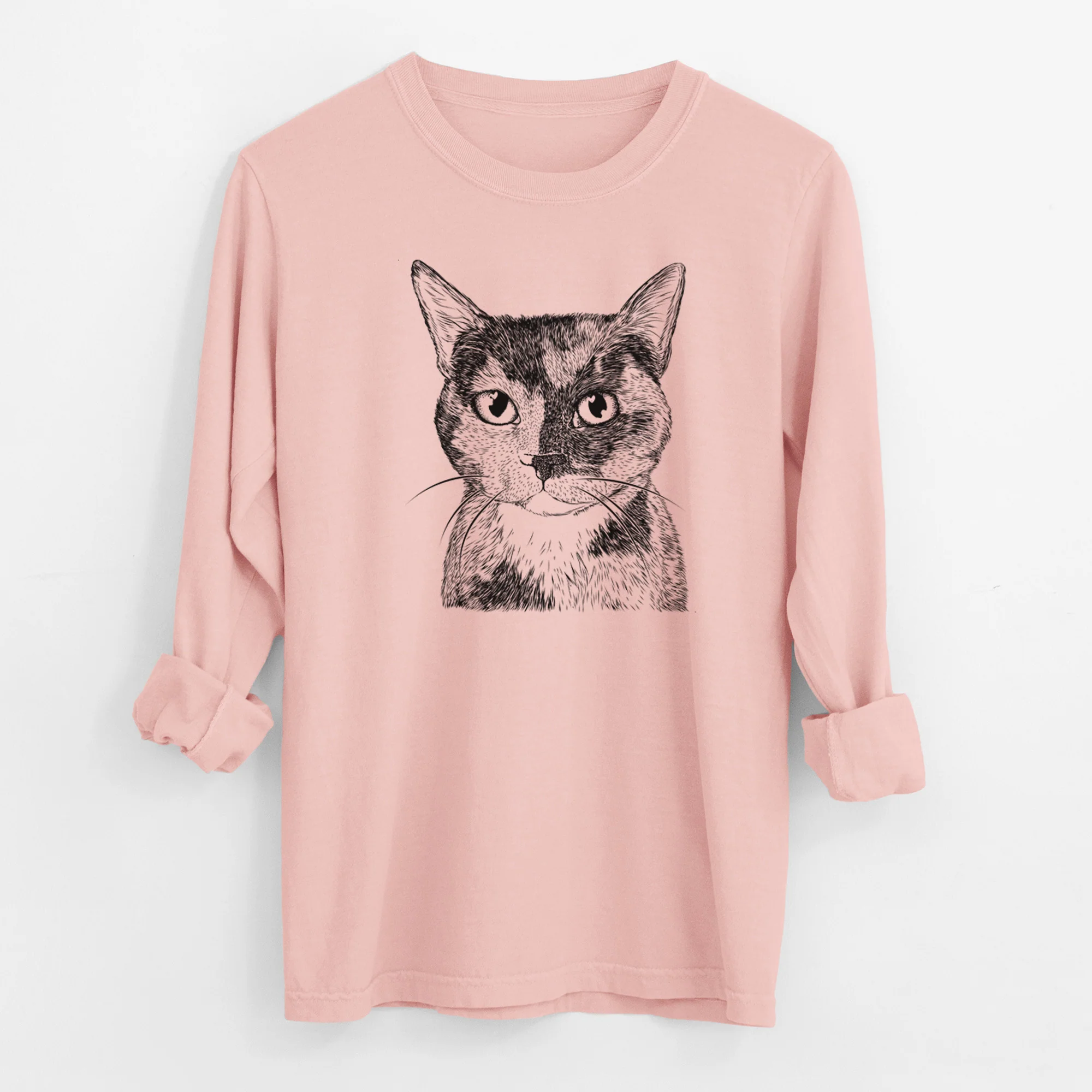 Bare Spooky Kitty the Tortoiseshell Cat - Men's Heavyweight 100% Cotton Long Sleeve - Image 11