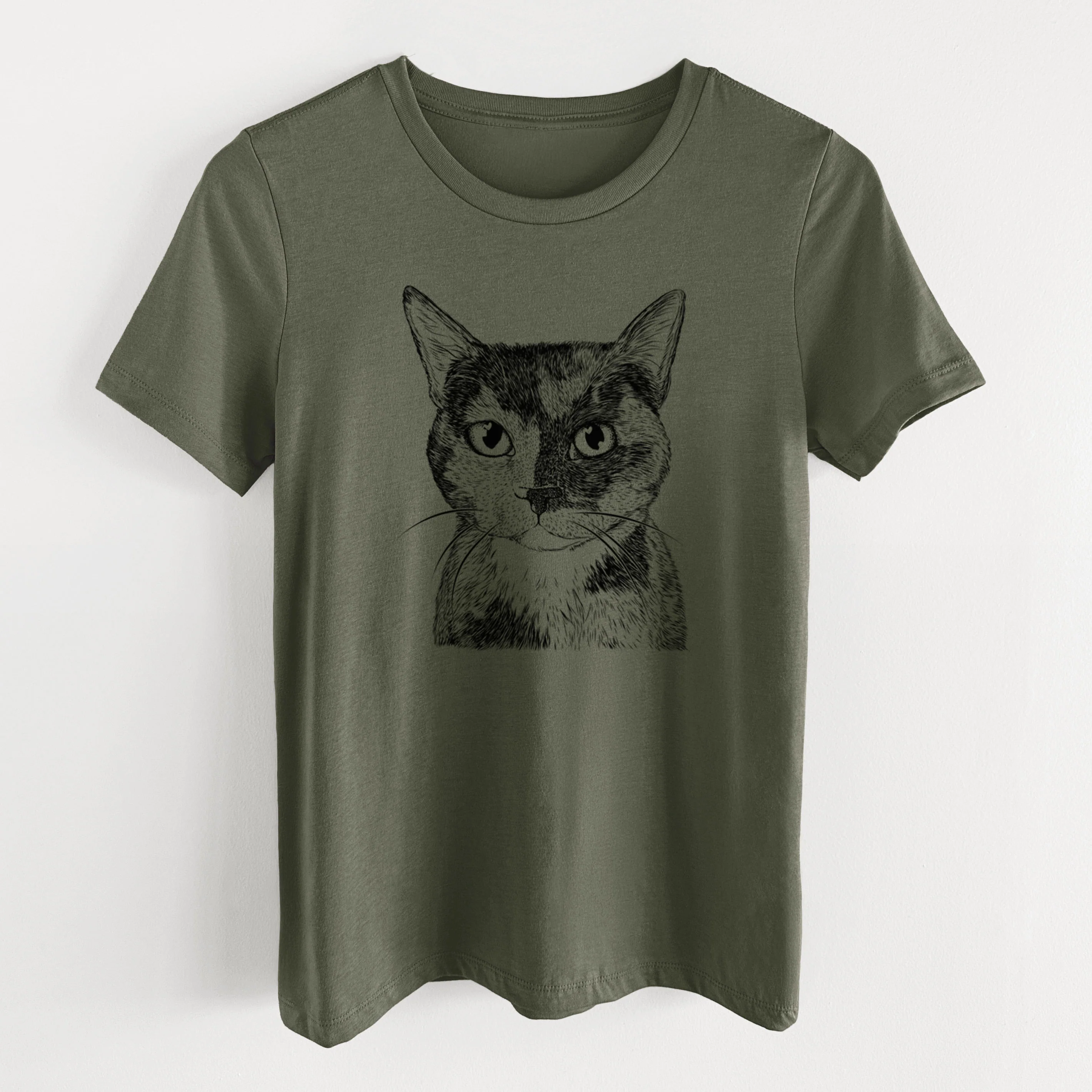 Bare Spooky Kitty the Tortoiseshell Cat - Women's Lightweight Relaxed Fit 100% Cotton Crewneck - Image 12