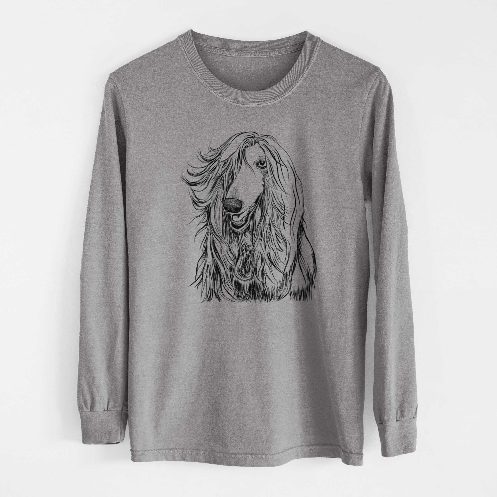 Bare Sterling the Afghan Hound - Men's Heavyweight 100% Cotton Long Sleeve - Image 7