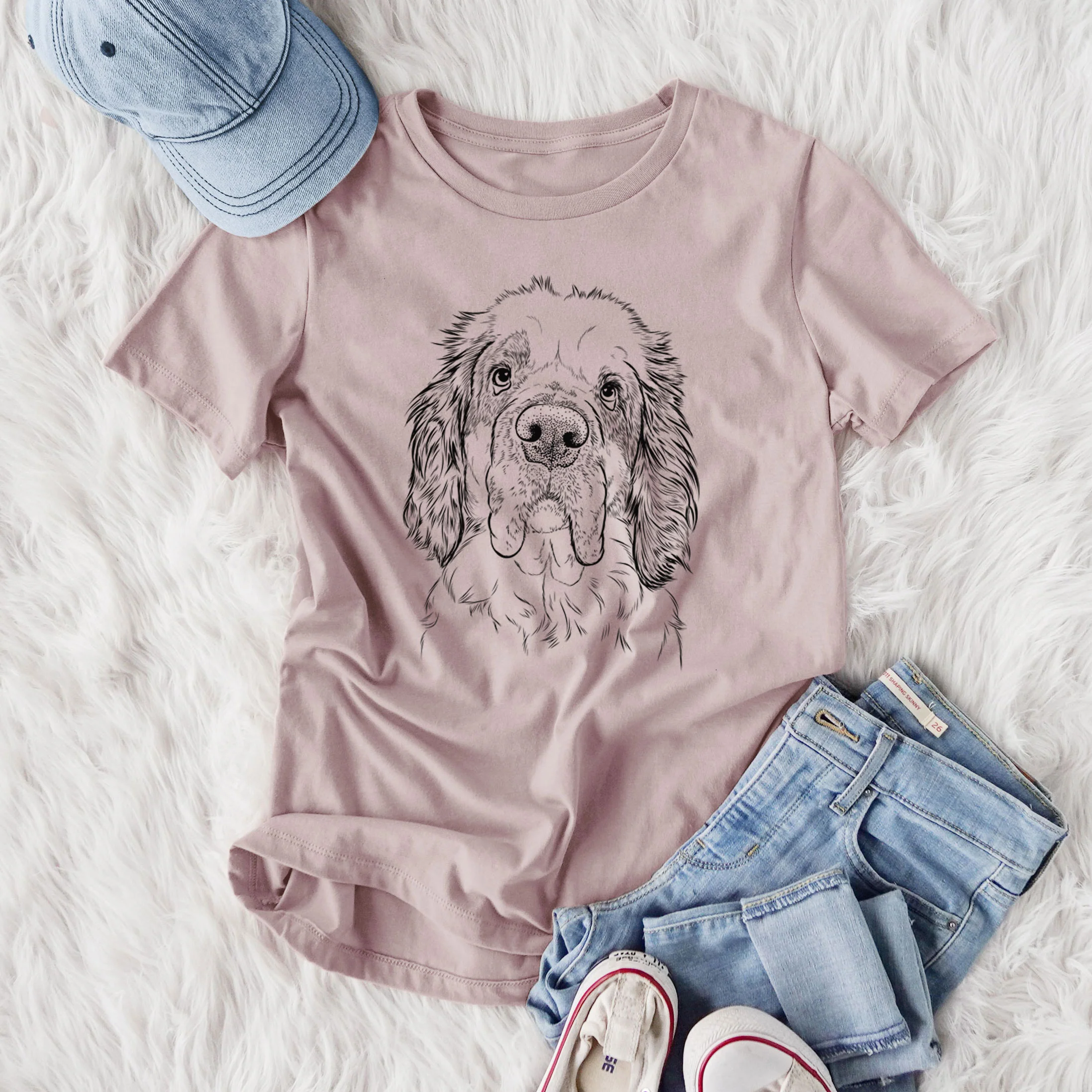 Bare Sully the Clumber Spaniel - Women's Lightweight Relaxed Fit 100% Cotton Crewneck - Image 4