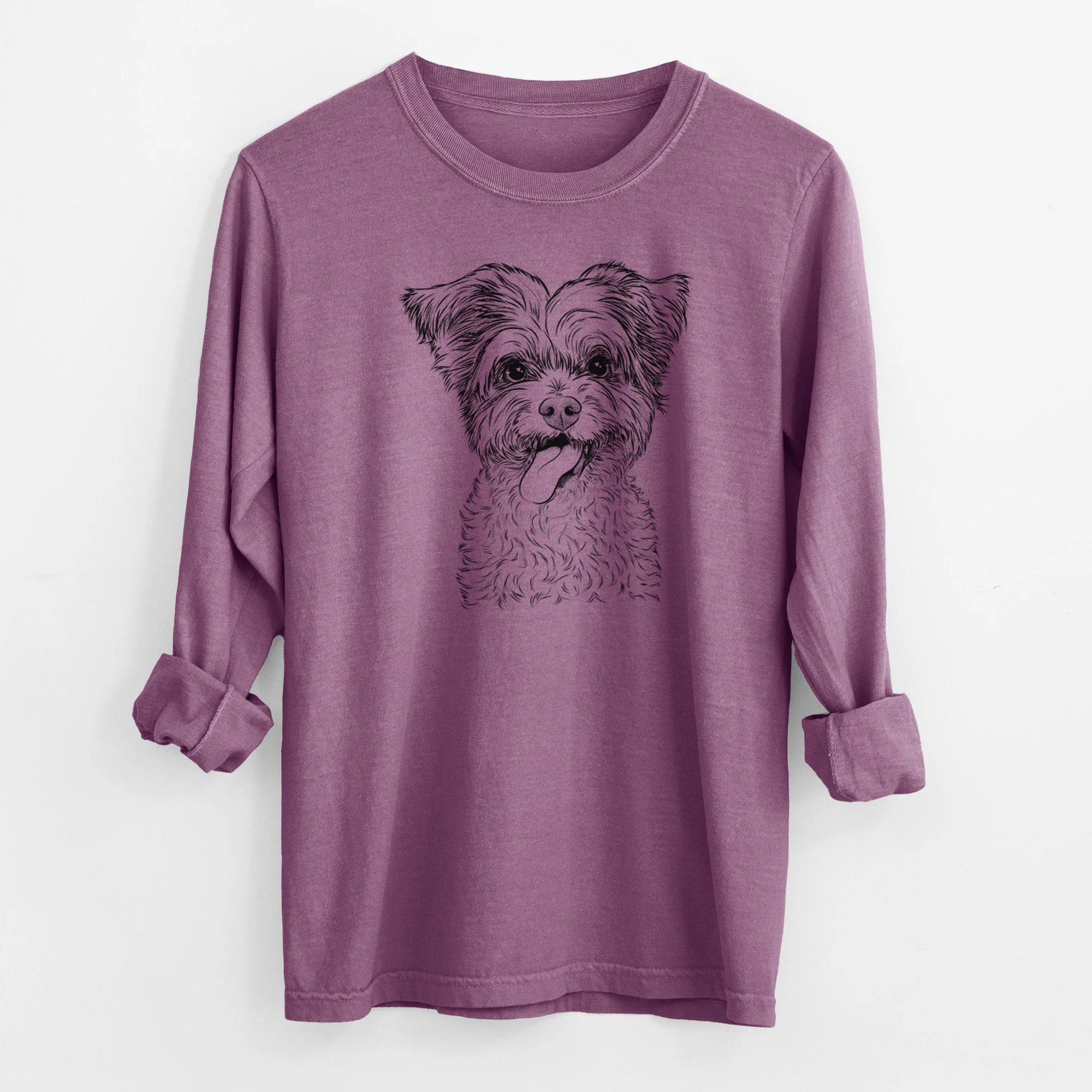 Bare Sweetie the Terrier Mix - Men's Heavyweight 100% Cotton Long Sleeve - Image 9