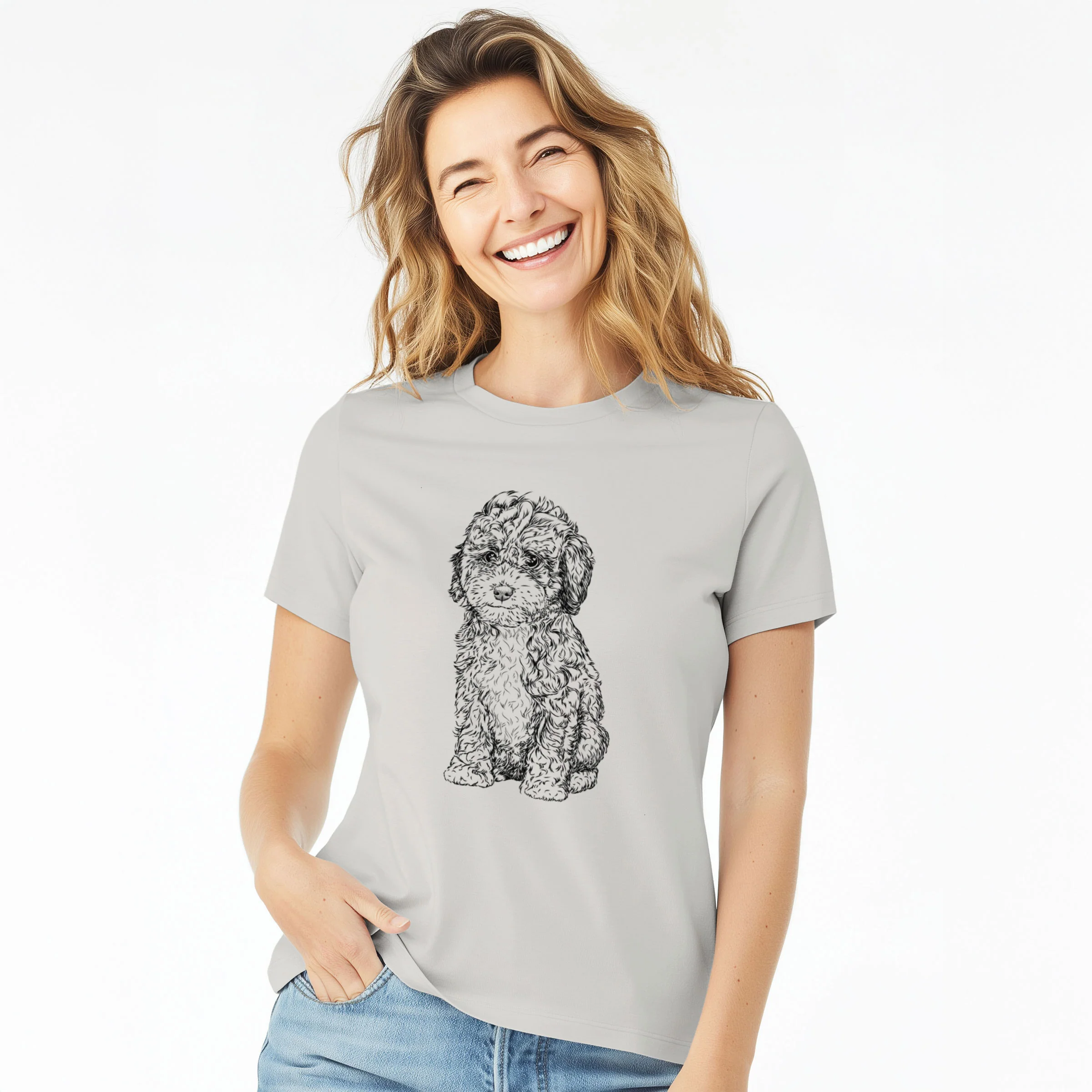 Bare Sweet Tea the Mini Doodle - Women's Lightweight Relaxed Fit 100% Cotton Crewneck - Image 3