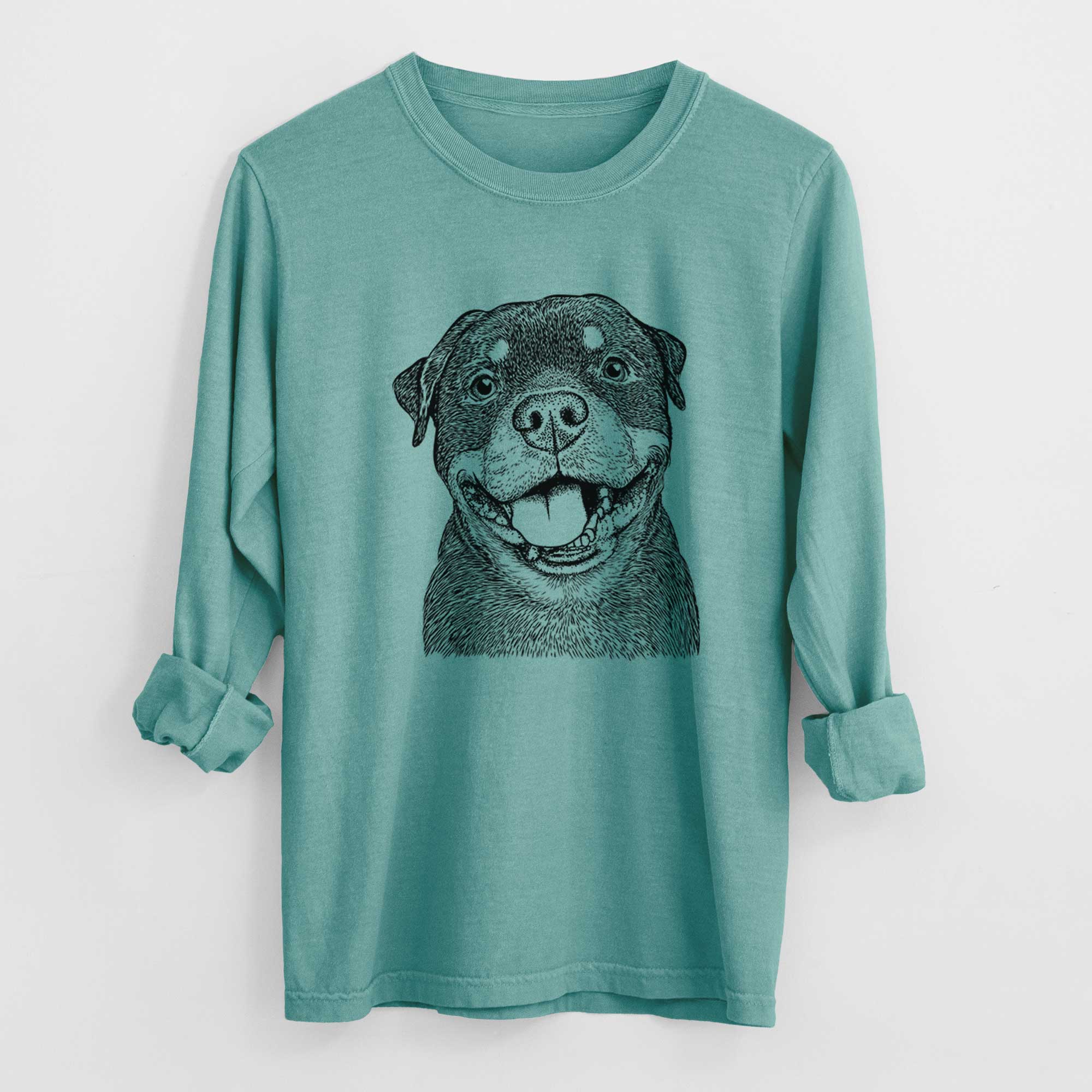 Bare Talos the Rottweiler - Men's Heavyweight 100% Cotton Long Sleeve