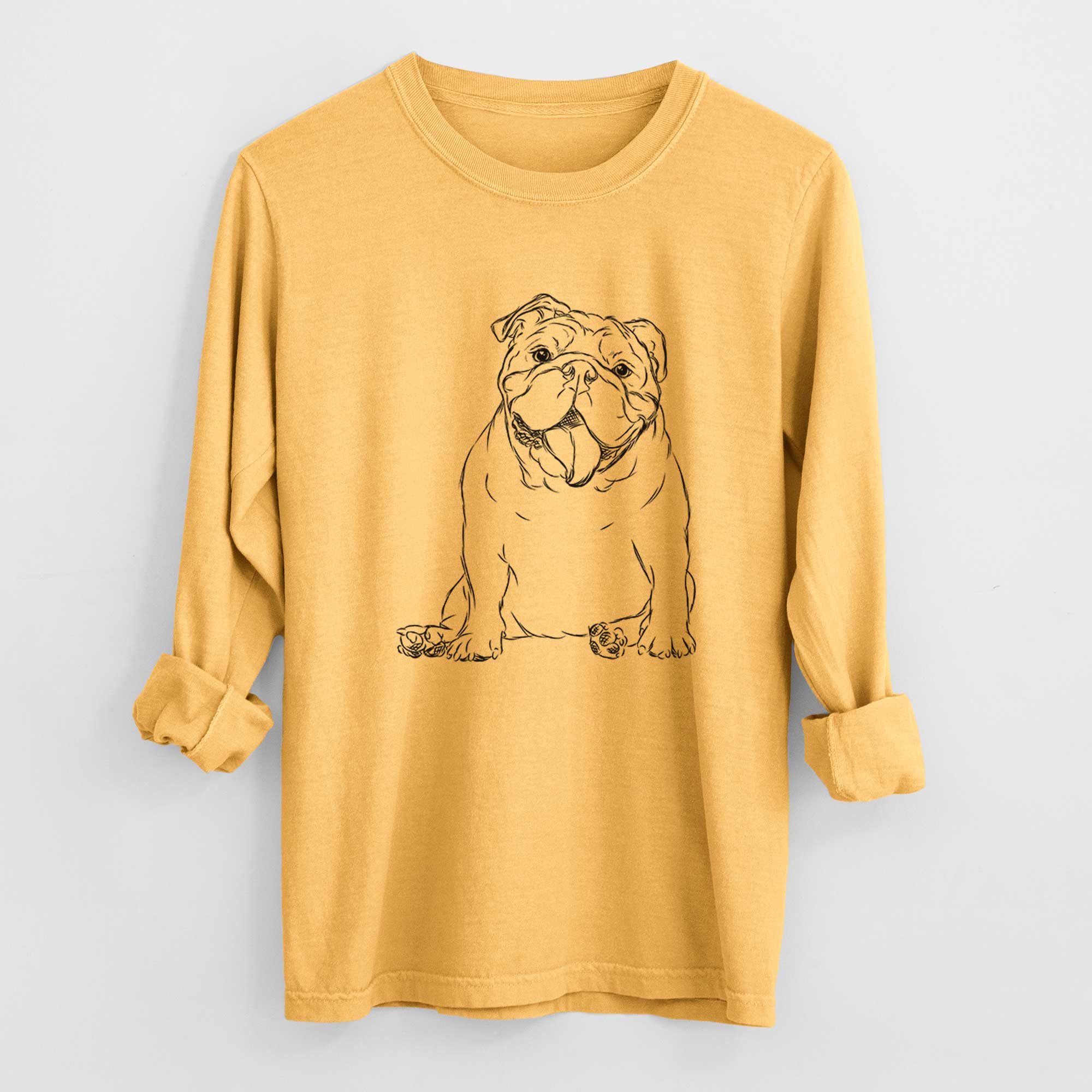 Bare Tank the English Bulldog - Men's Heavyweight 100% Cotton Long Sleeve - Image 3