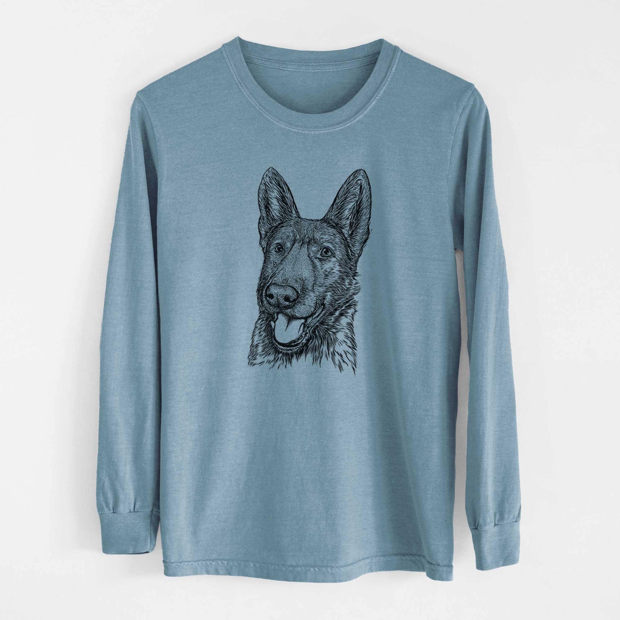 Bare Tena the German Shepherd - Men's Heavyweight 100% Cotton Long Sleeve - Image 8