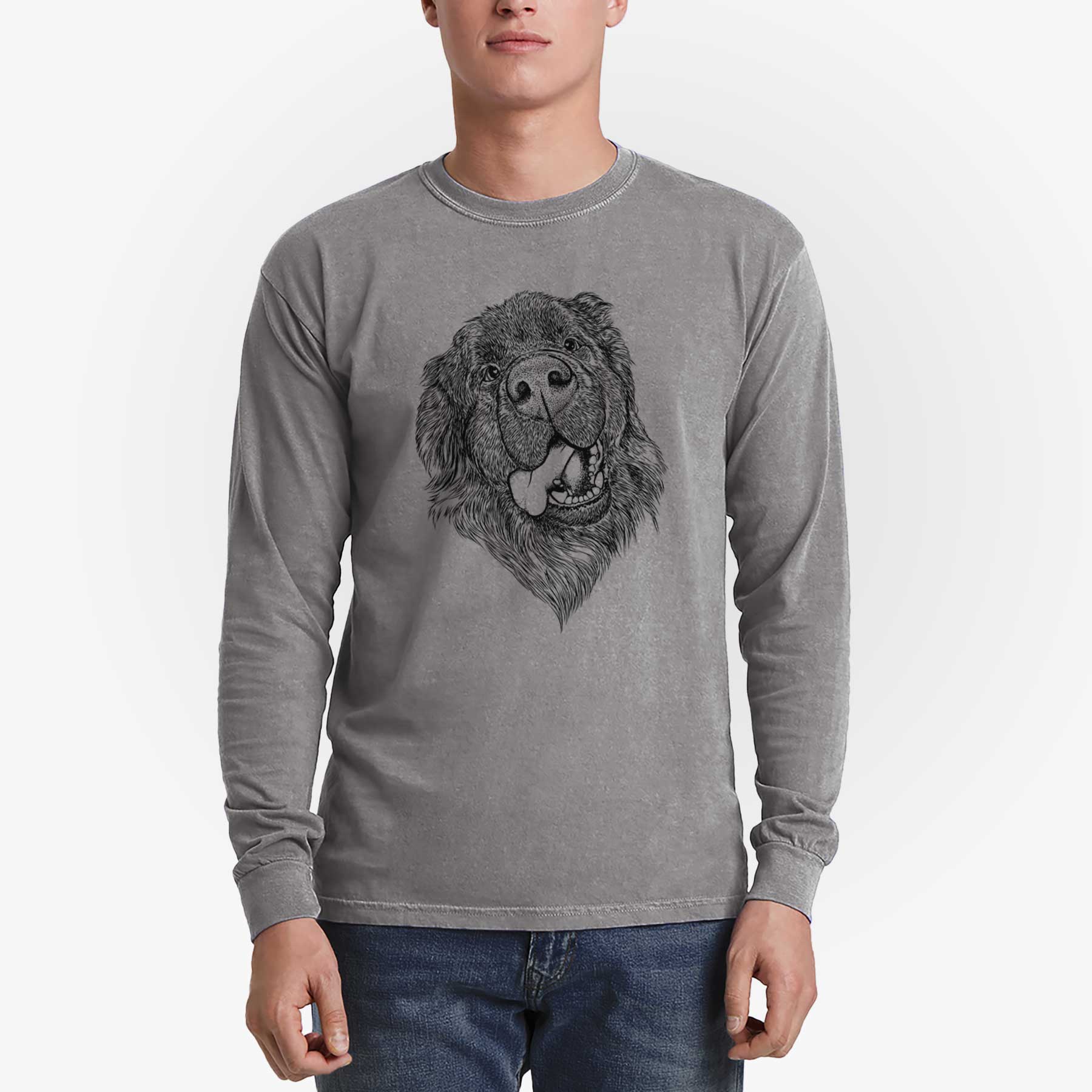 Bare Tuna the Newfoundland - Men's Heavyweight 100% Cotton Long Sleeve - Image 5