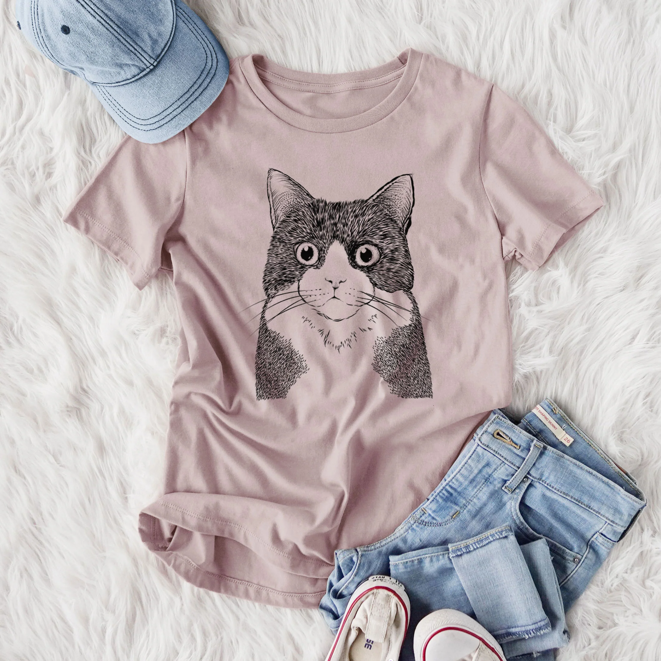 Bare Tux the Tuxedo Cat - Women's Lightweight Relaxed Fit 100% Cotton Crewneck - Image 4
