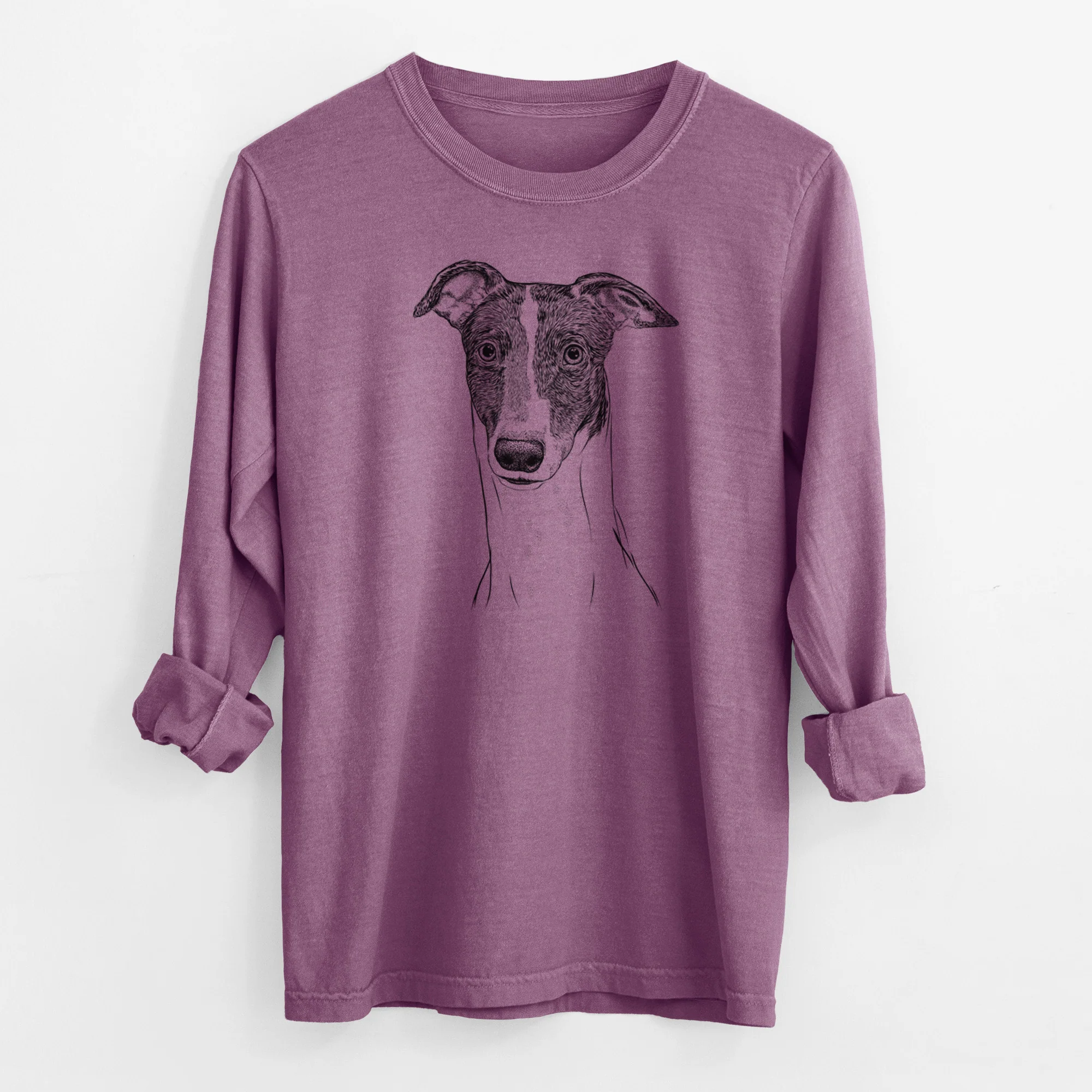 Bare Vyncent the Greyhound - Men's Heavyweight 100% Cotton Long Sleeve - Image 9