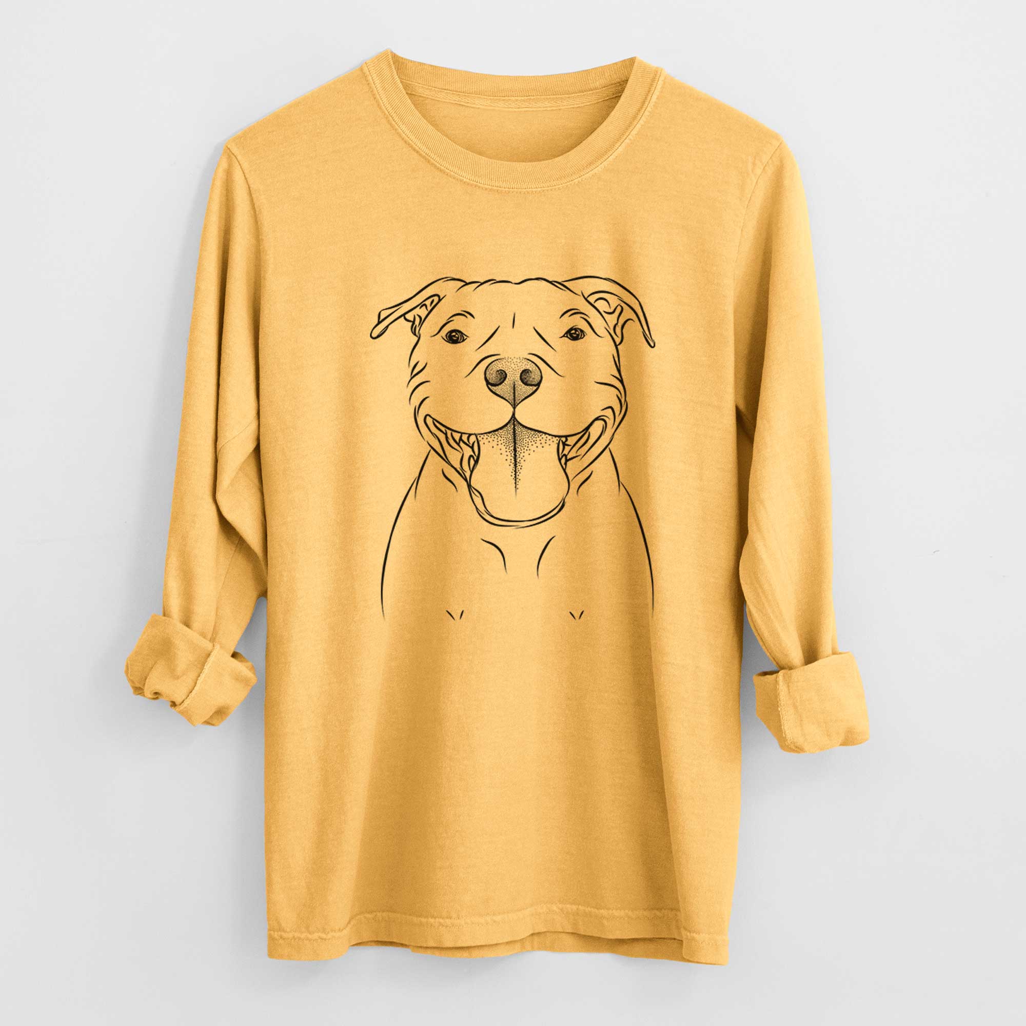 Bare Wafer the Staffordshire Bull Terrier - Men's Heavyweight 100% Cotton Long Sleeve - Image 3