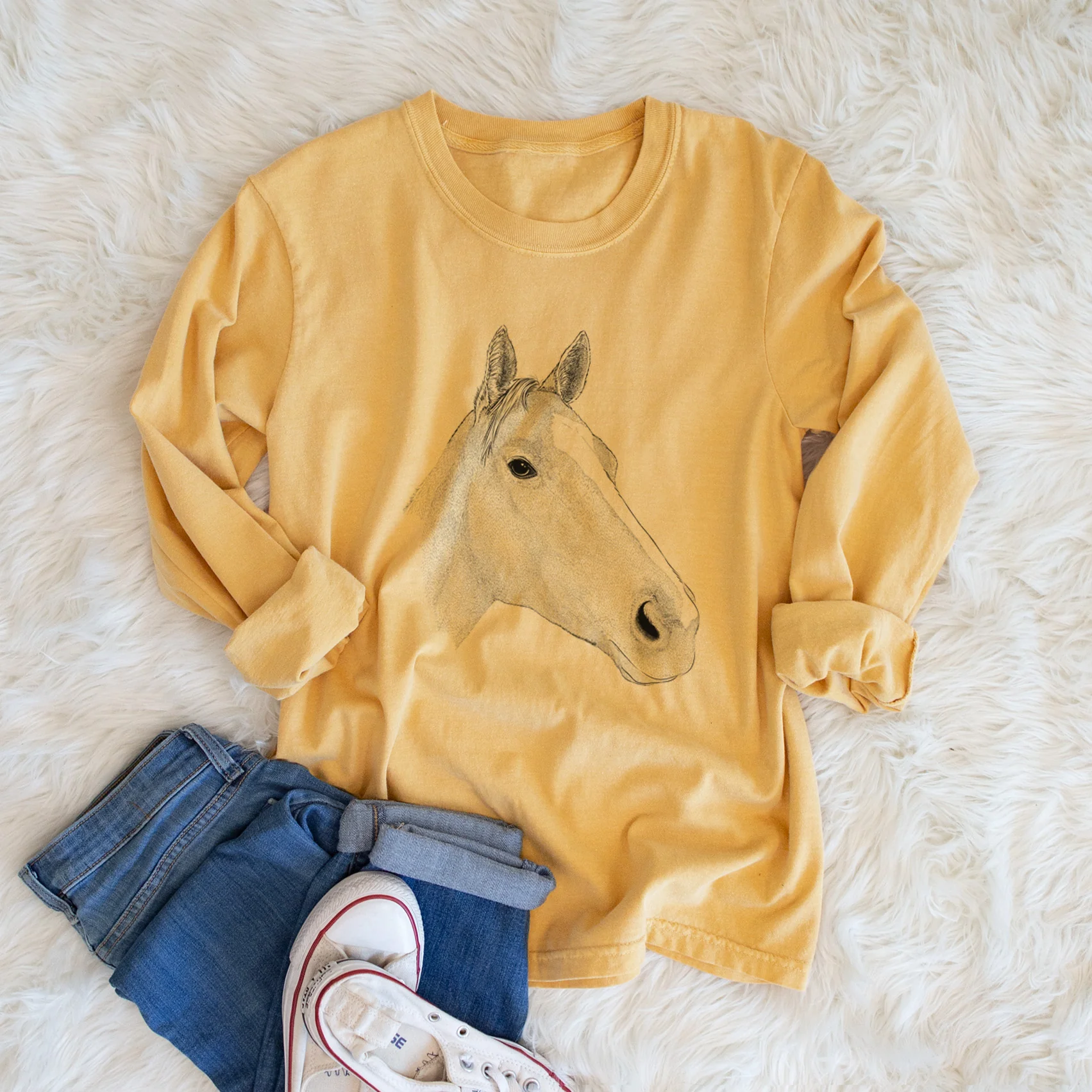 Bare Westley the Horse - Heavyweight 100% Cotton Long Sleeve - Image 5