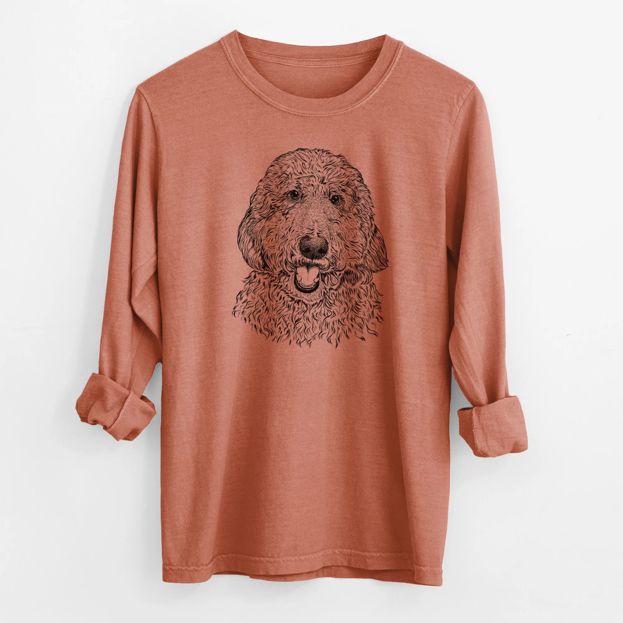 Bare Whisper the Goldendoodle - Men's Heavyweight 100% Cotton Long Sleeve - Image 13
