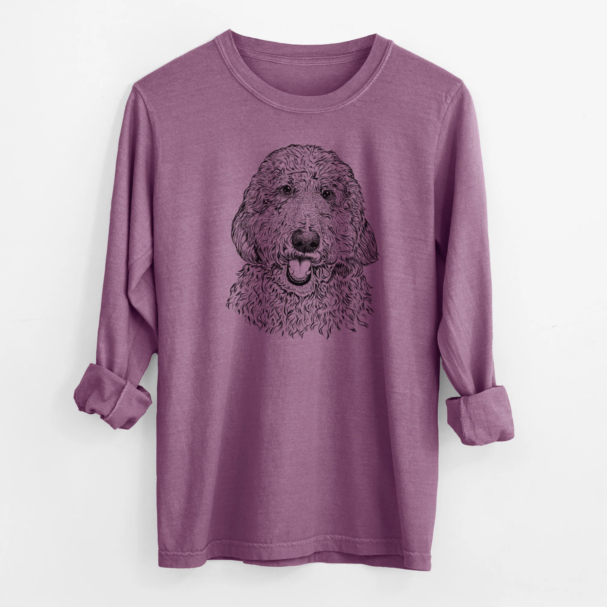 Bare Whisper the Goldendoodle - Men's Heavyweight 100% Cotton Long Sleeve - Image 9