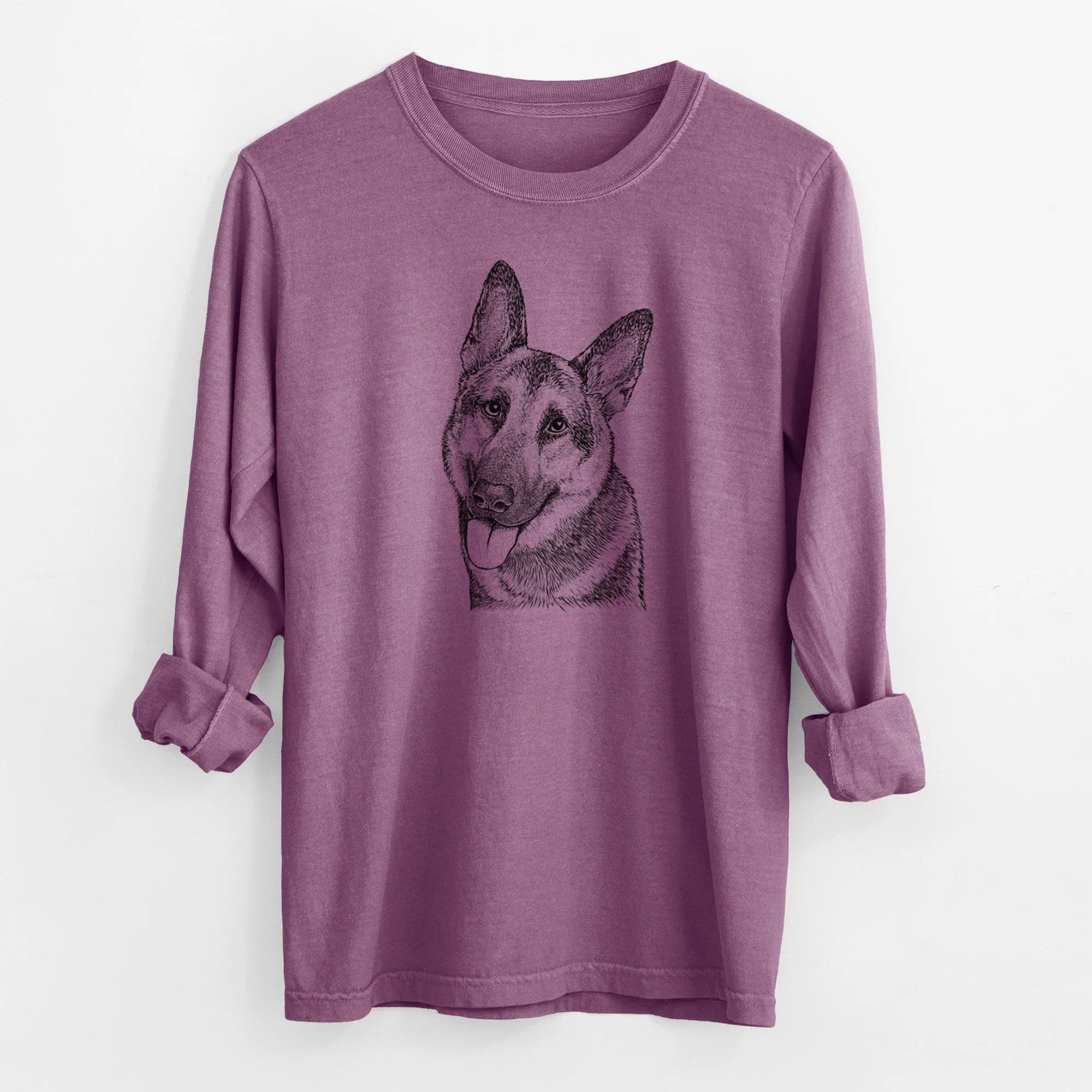 Bare Whitaker the German Shepherd - Men's Heavyweight 100% Cotton Long Sleeve - Image 9