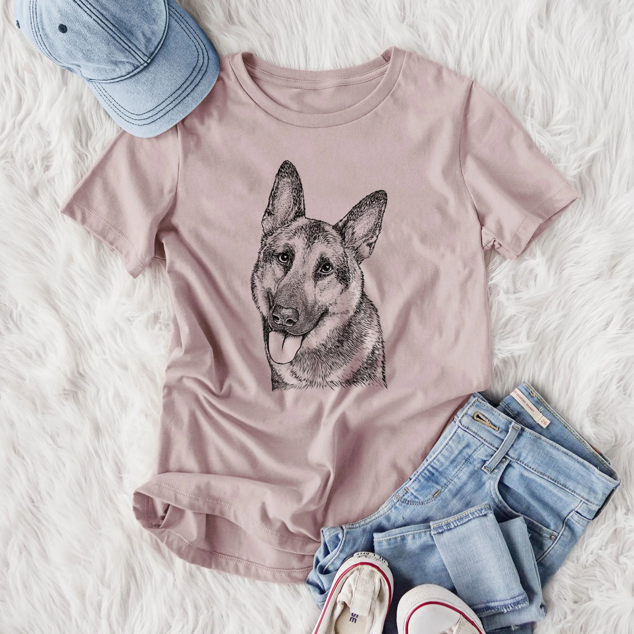 Bare Whitaker the German Shepherd - Women's Lightweight Relaxed Fit 100% Cotton Crewneck - Image 4