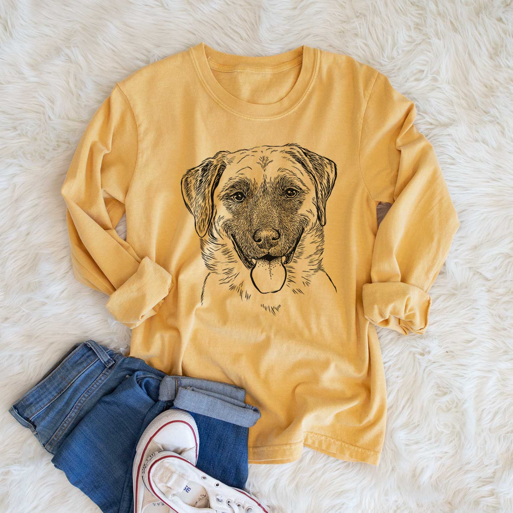 Bare Willow the Anatolian Shepherd - Men's Heavyweight 100% Cotton Long Sleeve - Image 6
