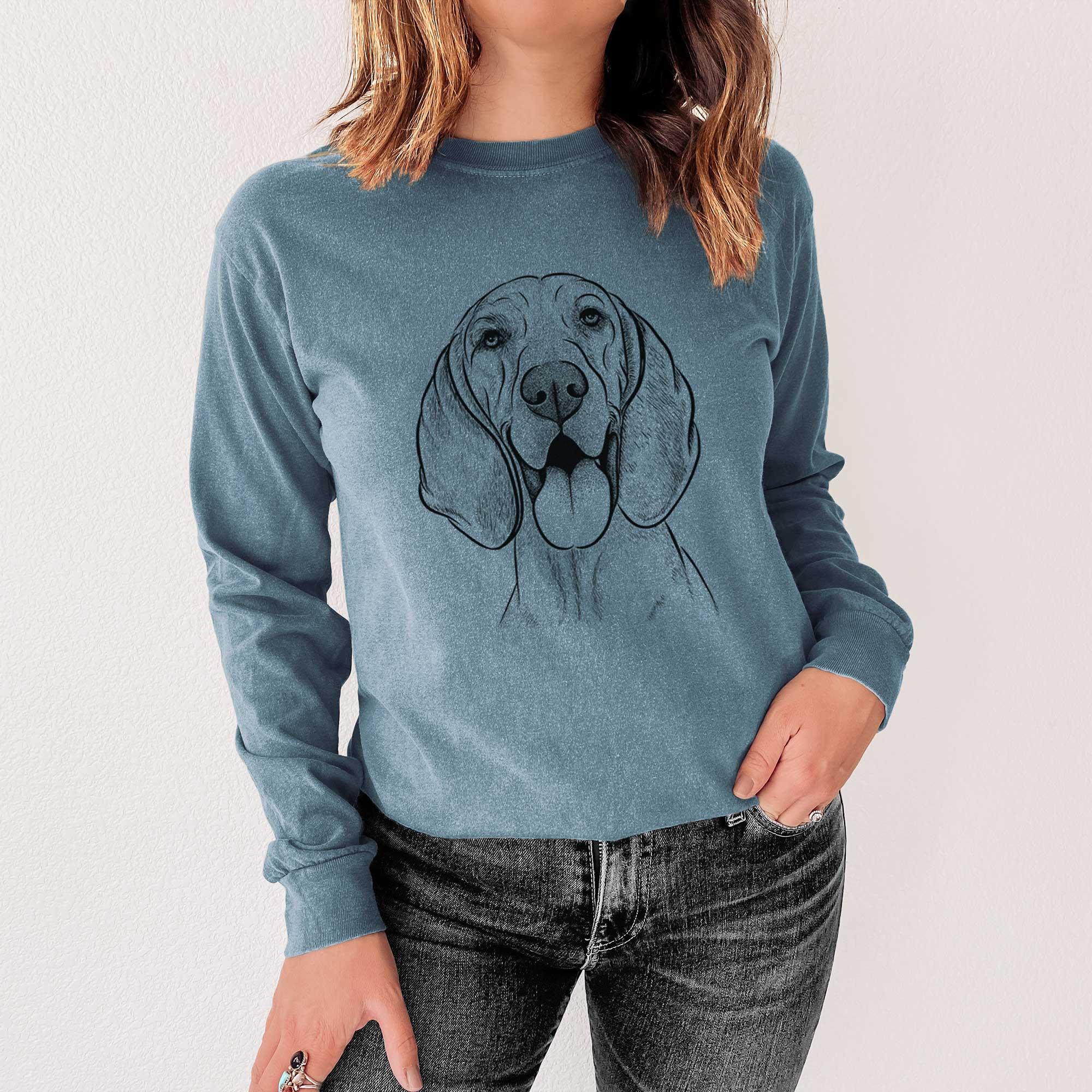 Bare Winston the Redbone Coonhound - Men's Heavyweight 100% Cotton Long Sleeve - Image 4
