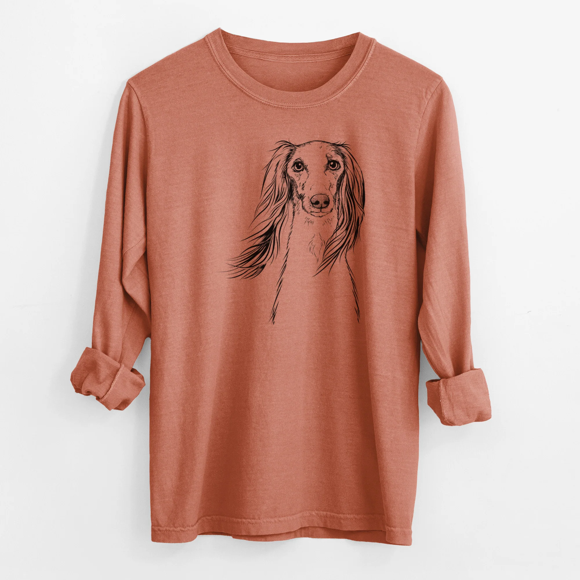 Bare Zahra the Saluki - Men's Heavyweight 100% Cotton Long Sleeve - Image 13