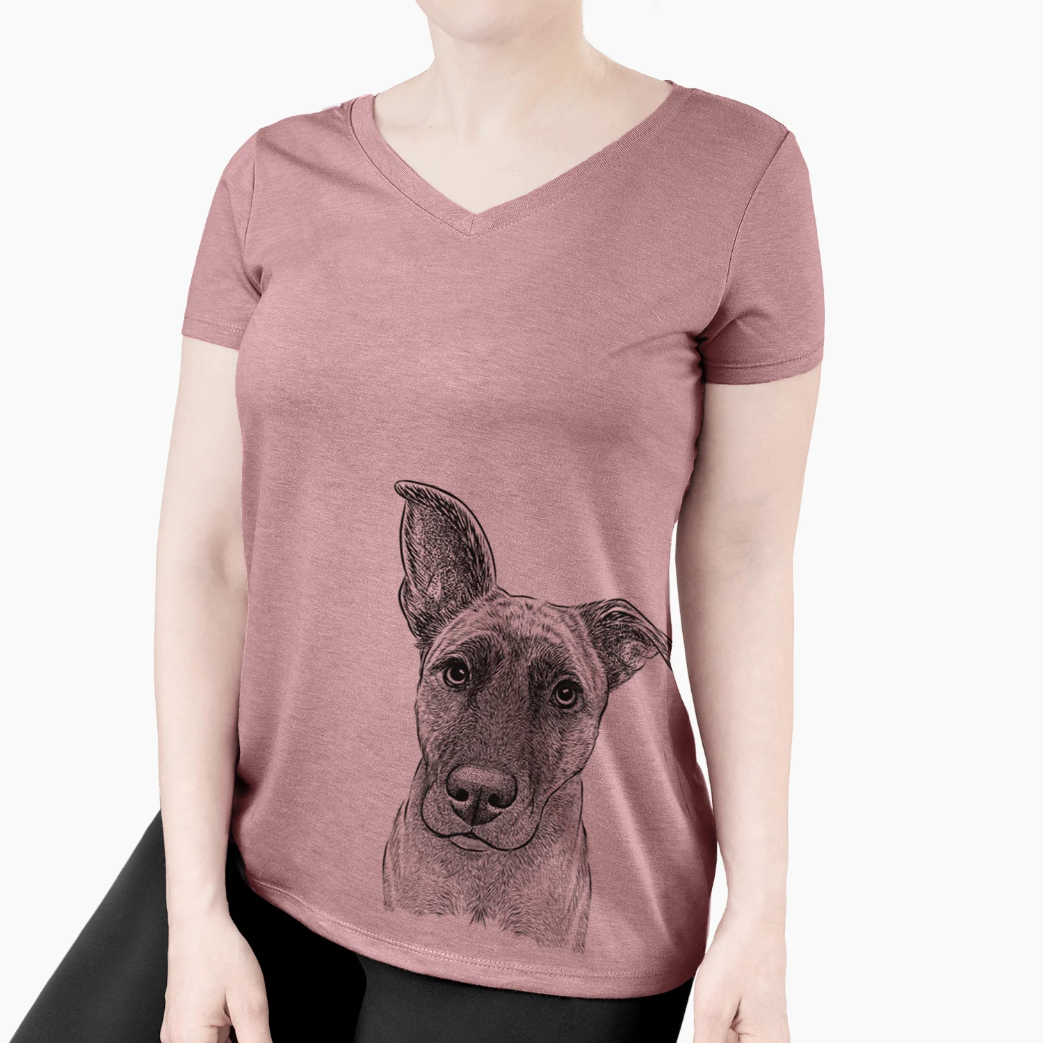 Bare Zoey the Mixed Breed - Women's V-neck Shirt - Image 4