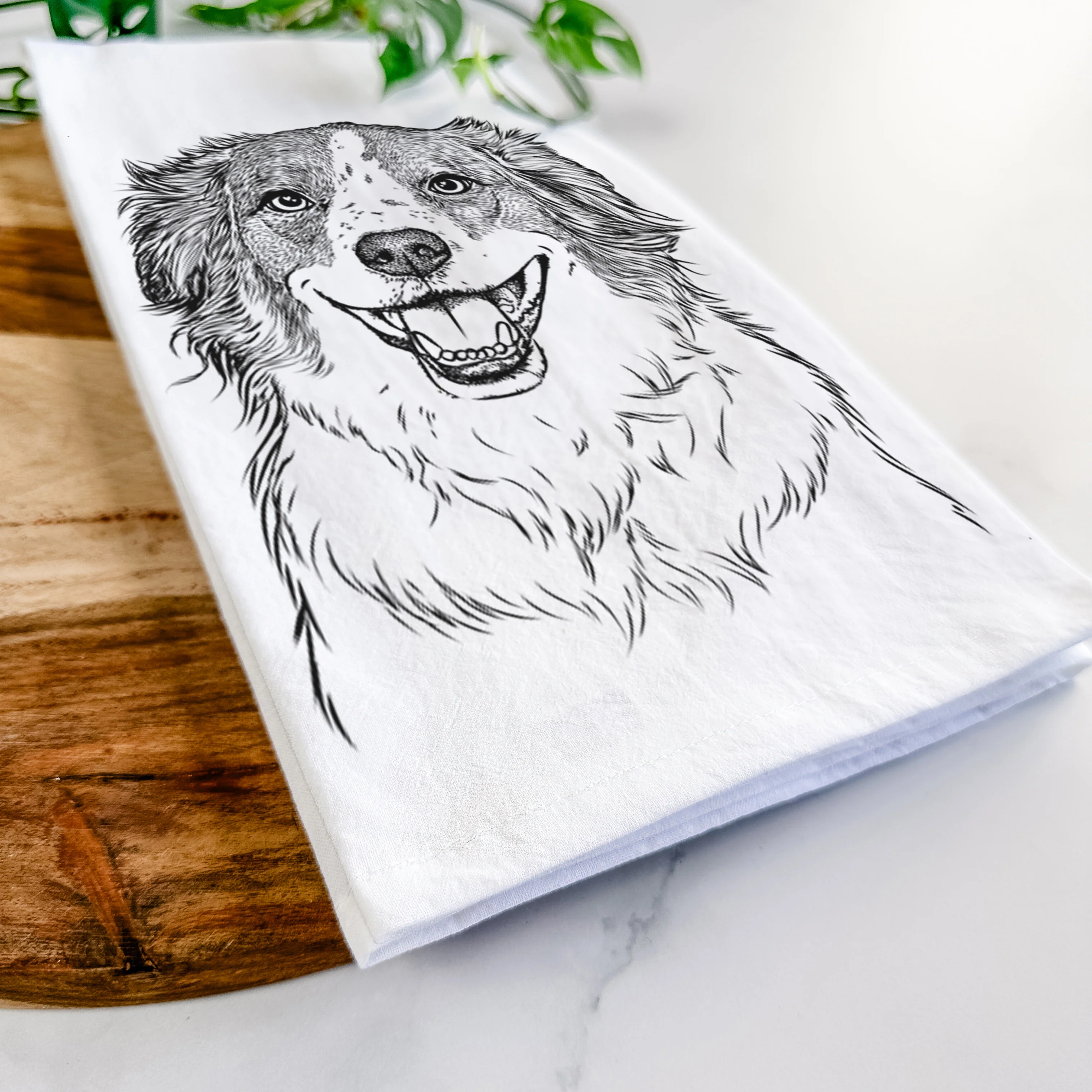 Belle the Australian Shepherd Mix Tea Towel - Image 5