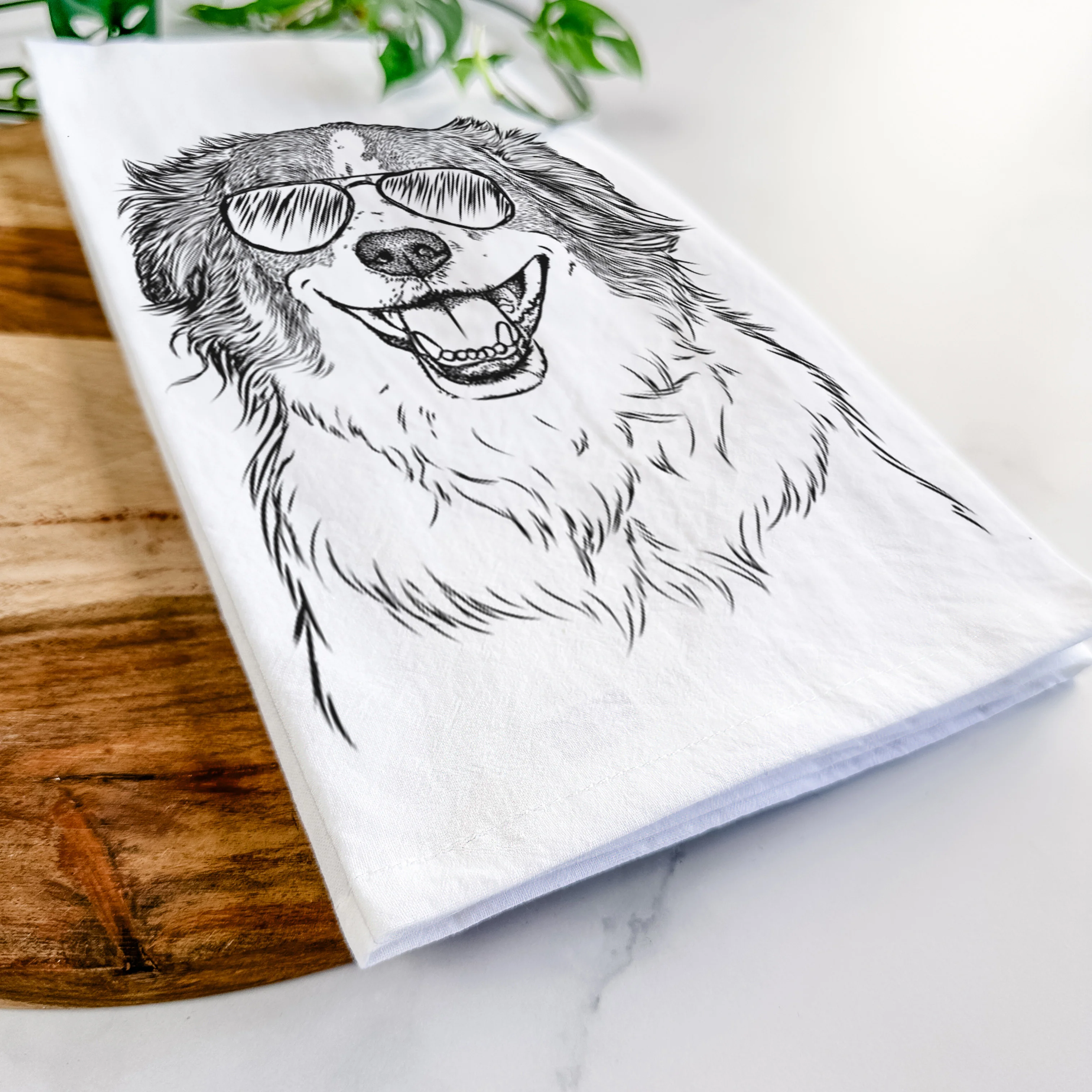 Belle the Australian Shepherd Mix Tea Towel - Image 6
