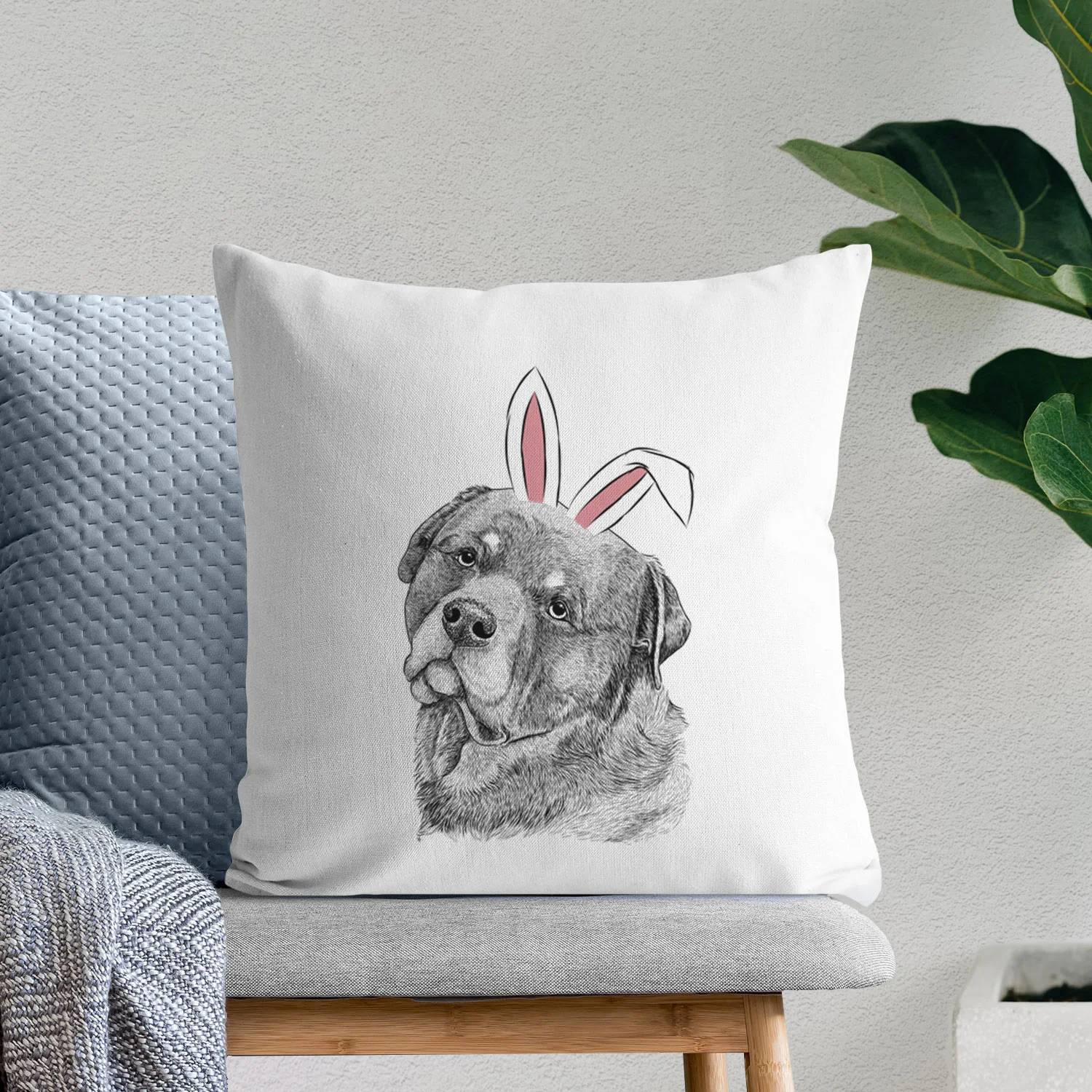 Bender the Rottweiler - Throw Pillow Cover - Image 11
