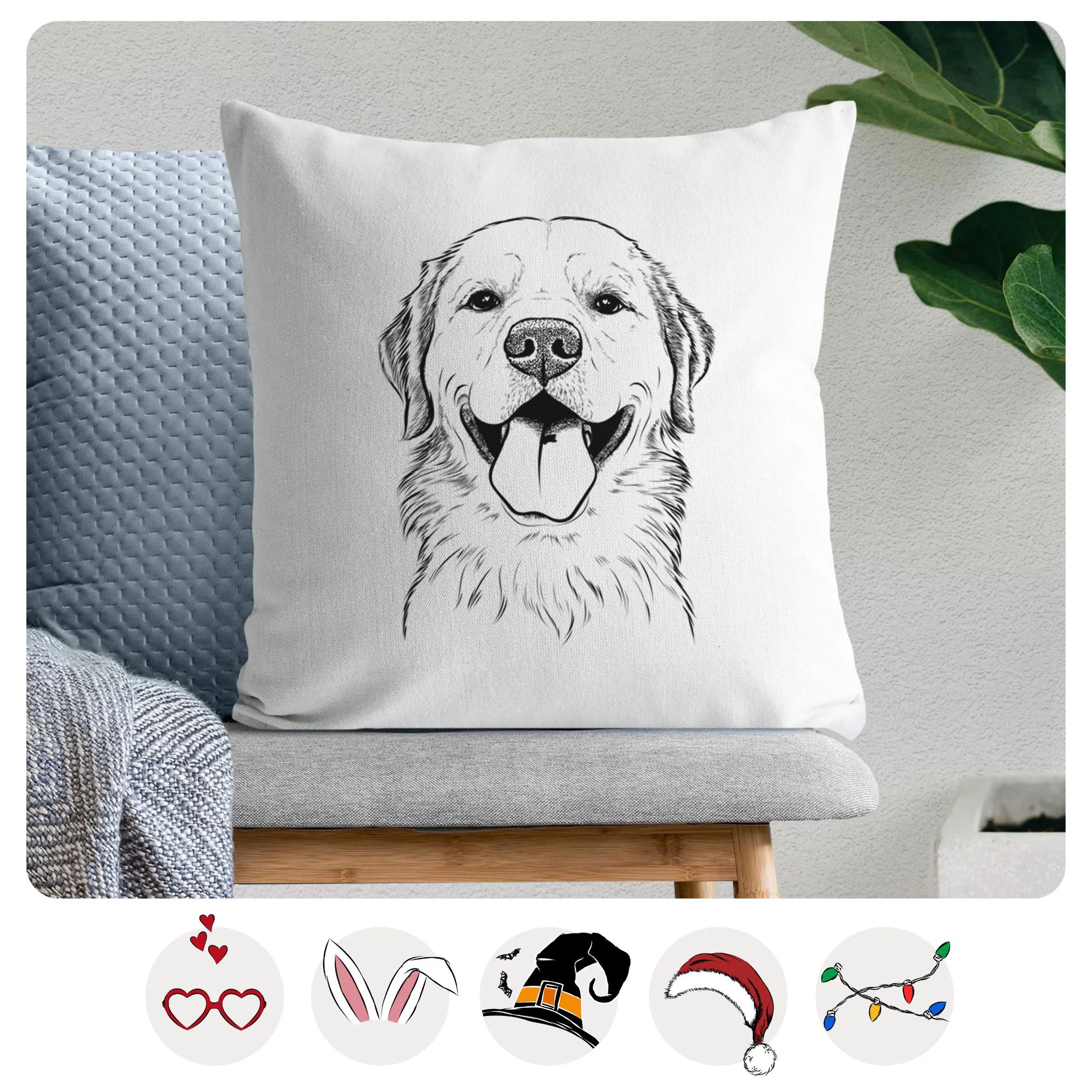Bennett the Golden Retriever - Throw Pillow Cover