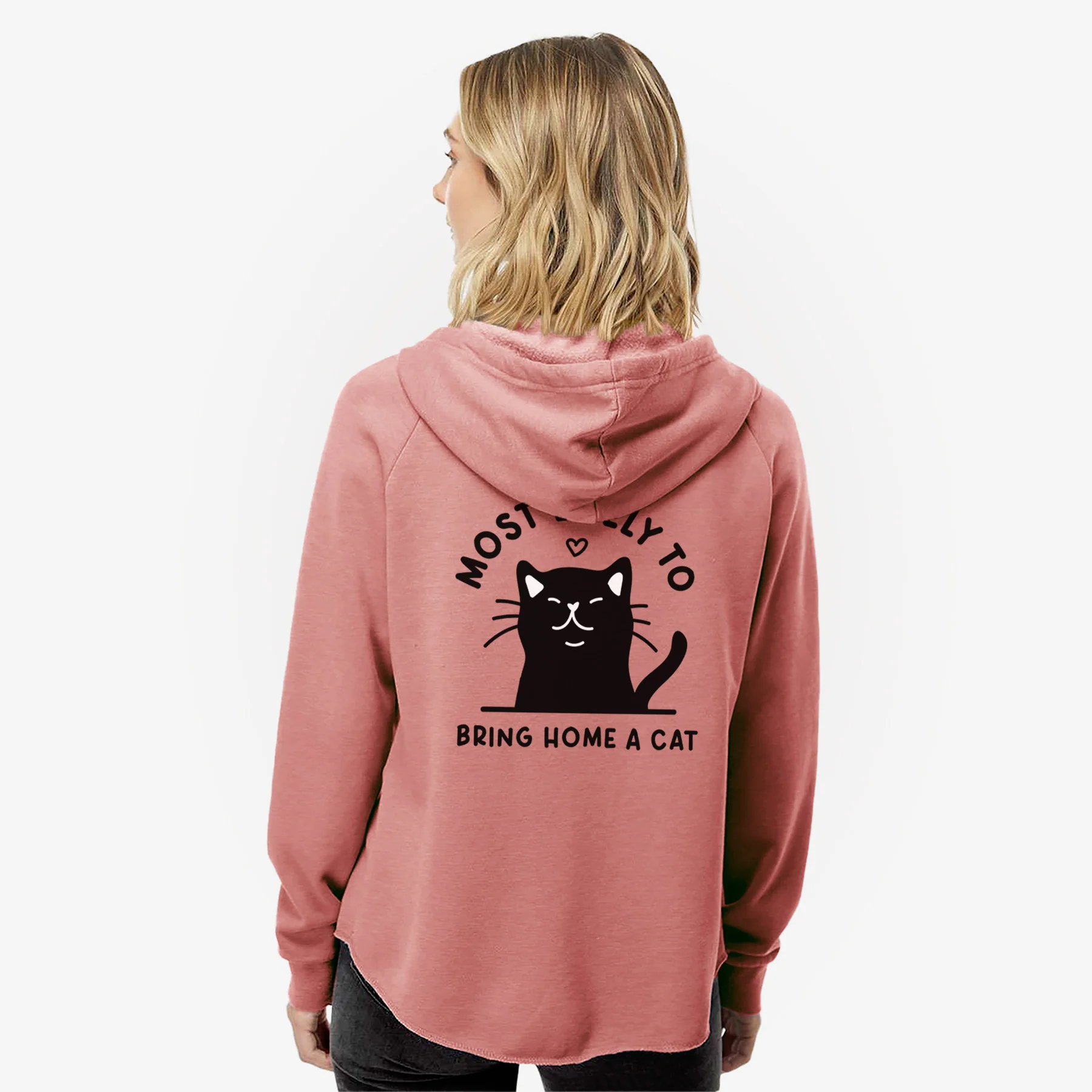Most Likely to Bring Home a Cat - Black - Women's Cali Wave Zip-Up Sweatshirt - Image 5