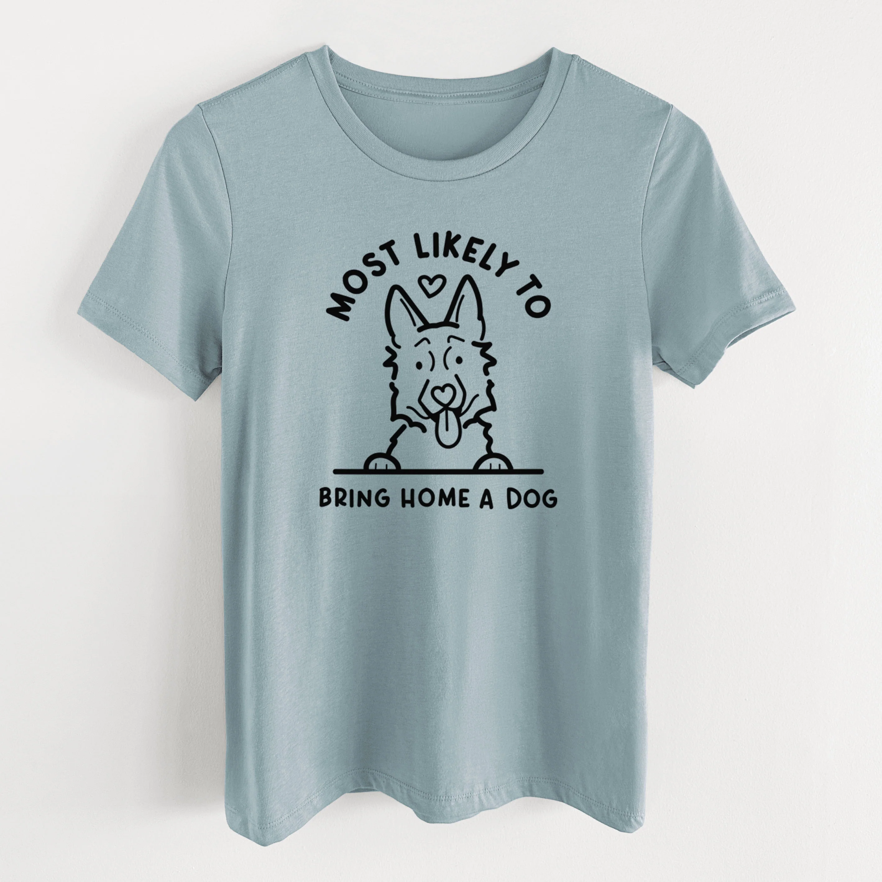 Most Likely to Bring Home a Dog - German Shepherd - Women's Lightweight Relaxed Fit 100% Cotton Crewneck - Image 9