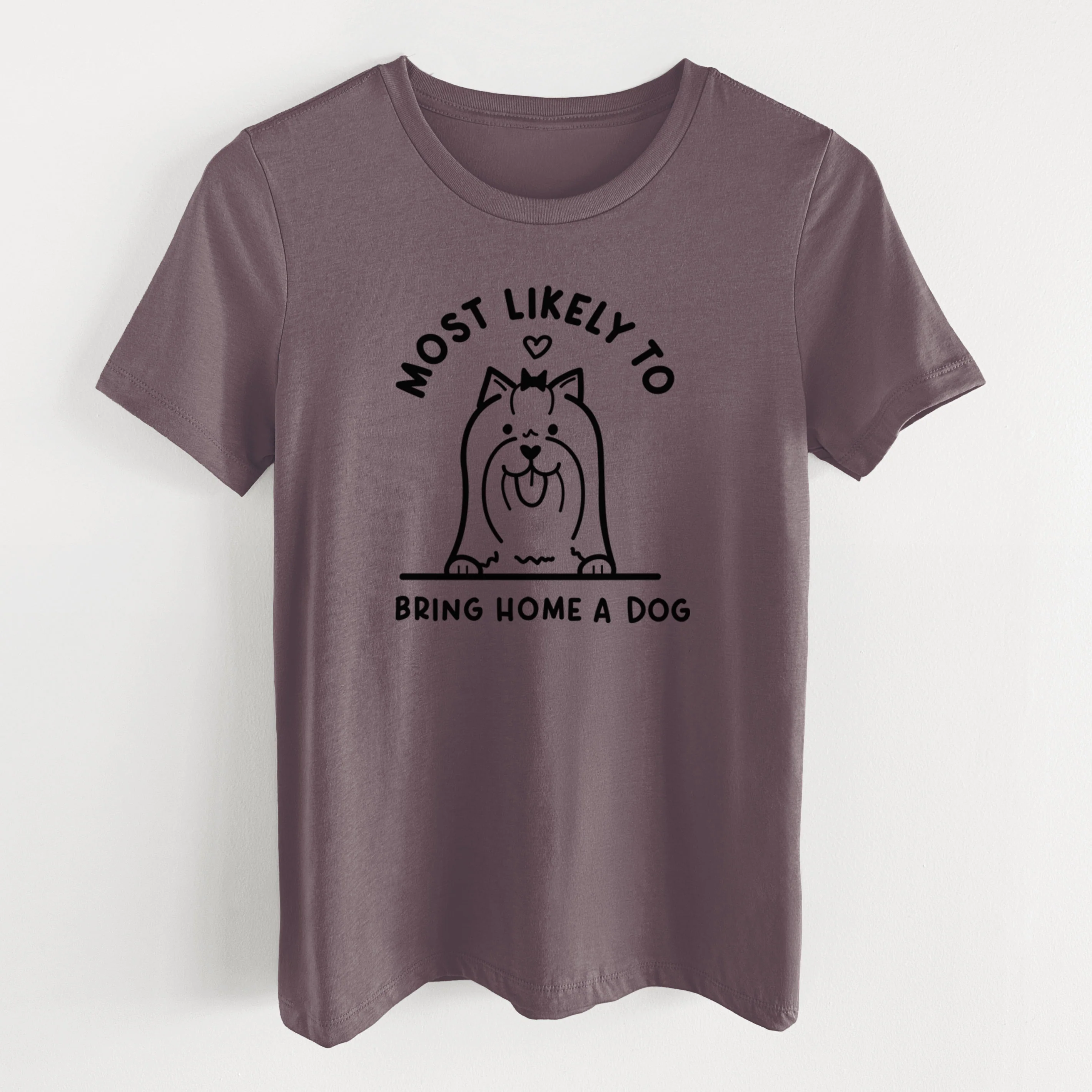 Most Likely to Bring Home a Dog - Yorkshire Terrier - Women's Lightweight Relaxed Fit 100% Cotton Crewneck - Image 7