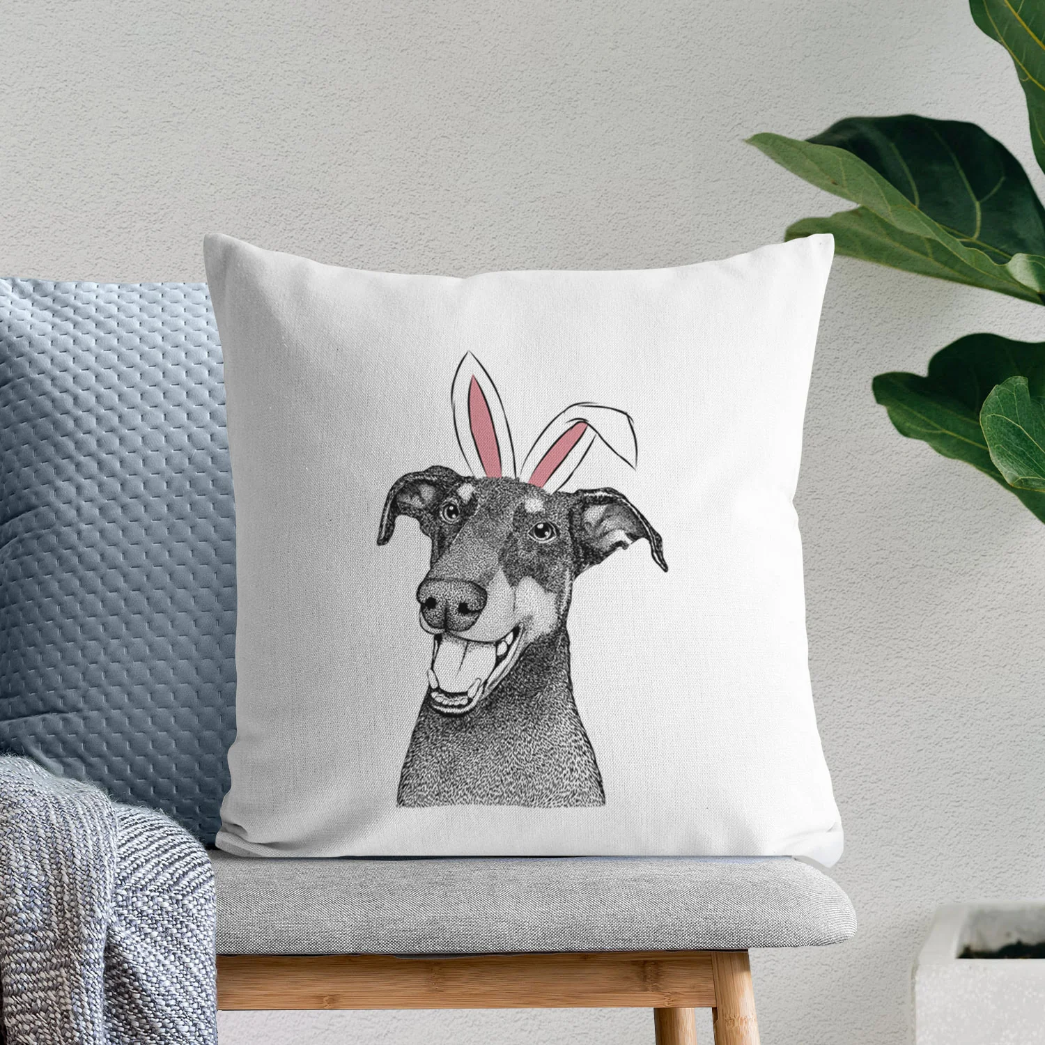 Bunnie the Doberman Pinscher - Throw Pillow Cover - Image 11