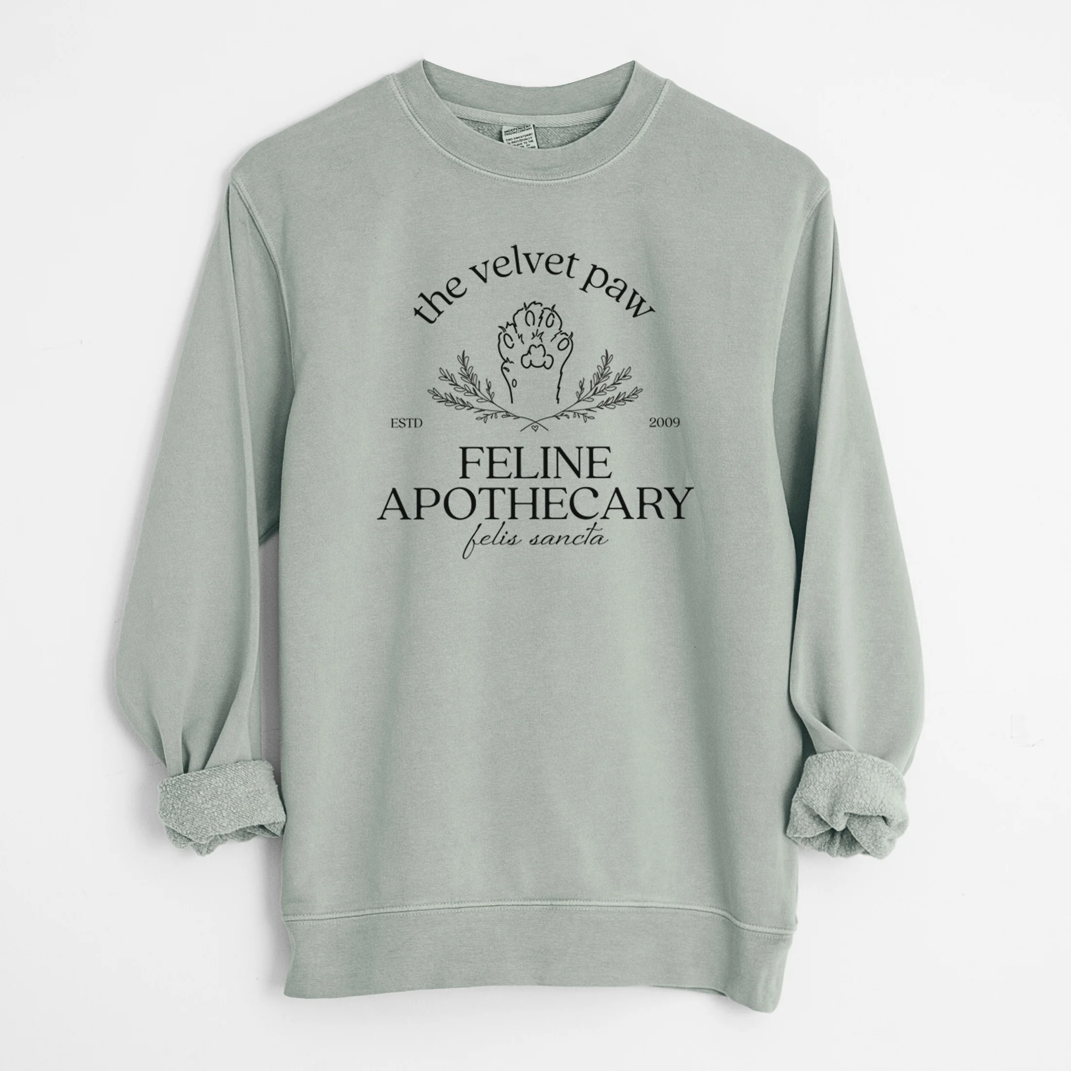 The Velvet Paw – Feline Apothecary - Unisex Pigment Dyed Crew Sweatshirt - Image 9