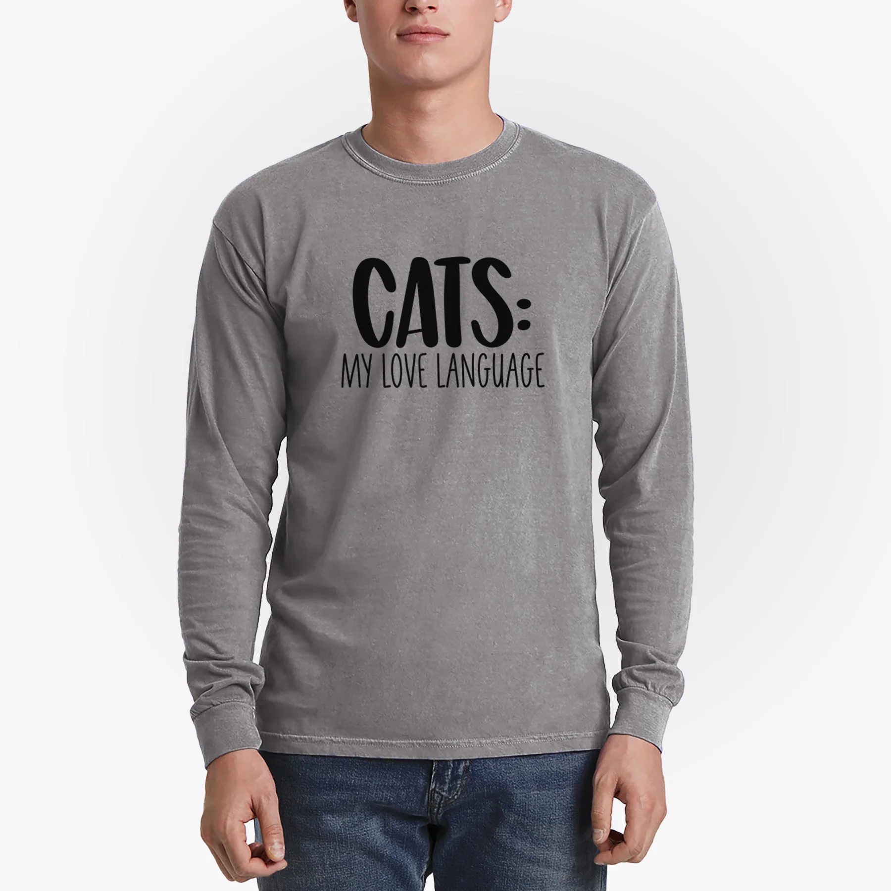 Cats: My Love Language - Men's Heavyweight 100% Cotton Long Sleeve - Image 5