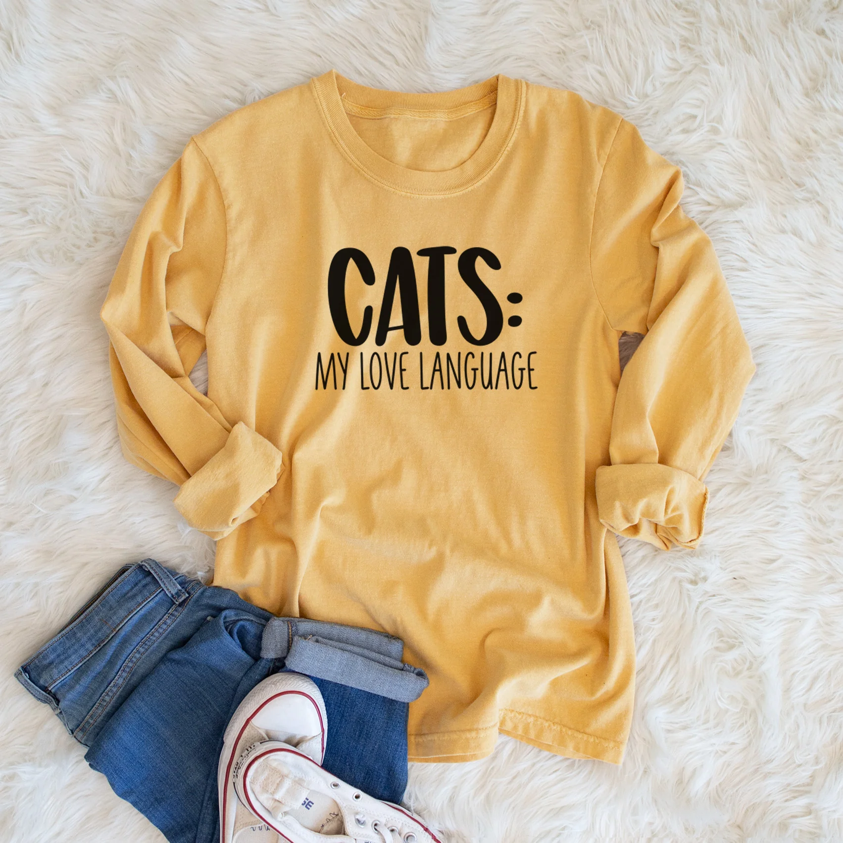 Cats: My Love Language - Men's Heavyweight 100% Cotton Long Sleeve - Image 6