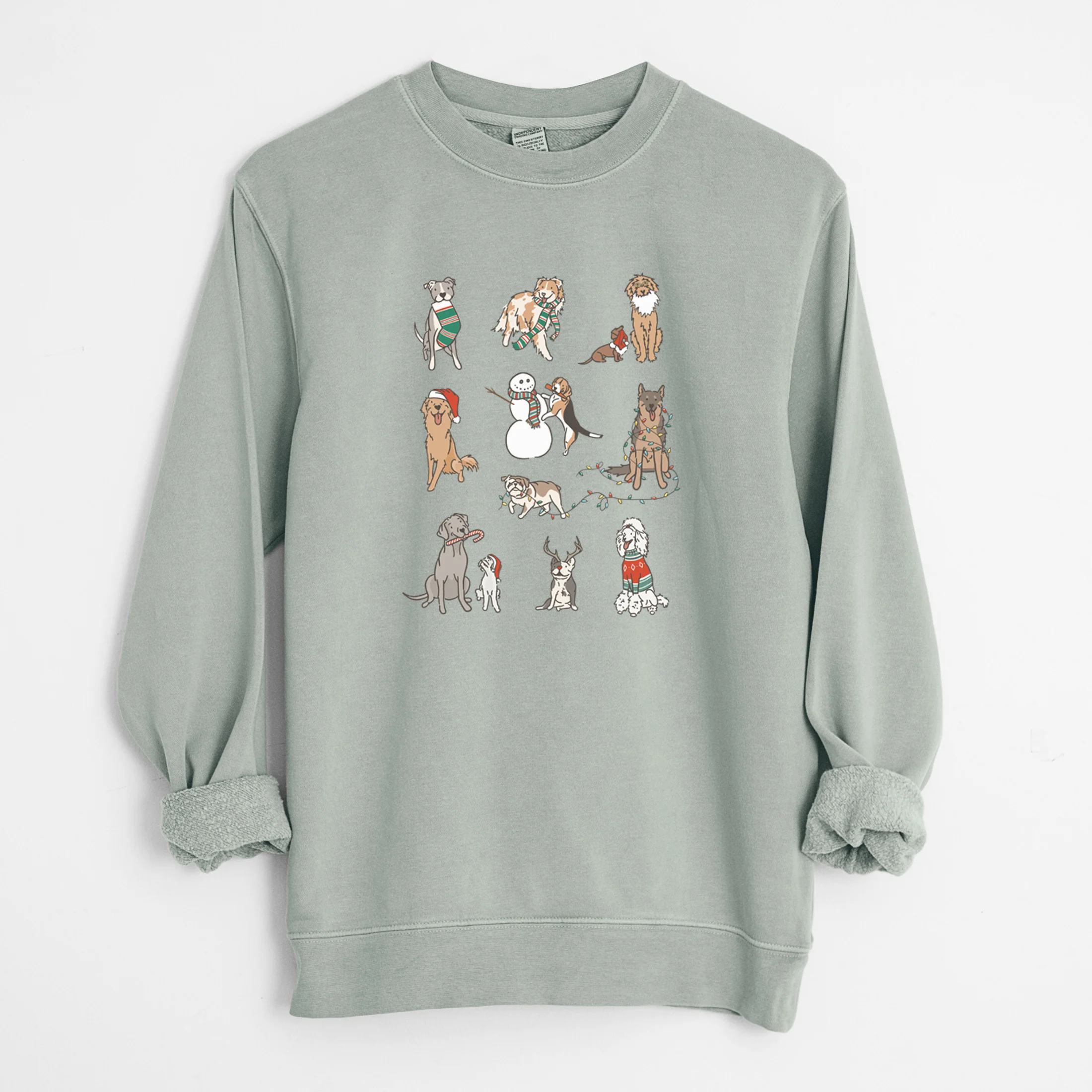 Christmas Pups - Unisex Pigment Dyed Crew Sweatshirt - Image 11