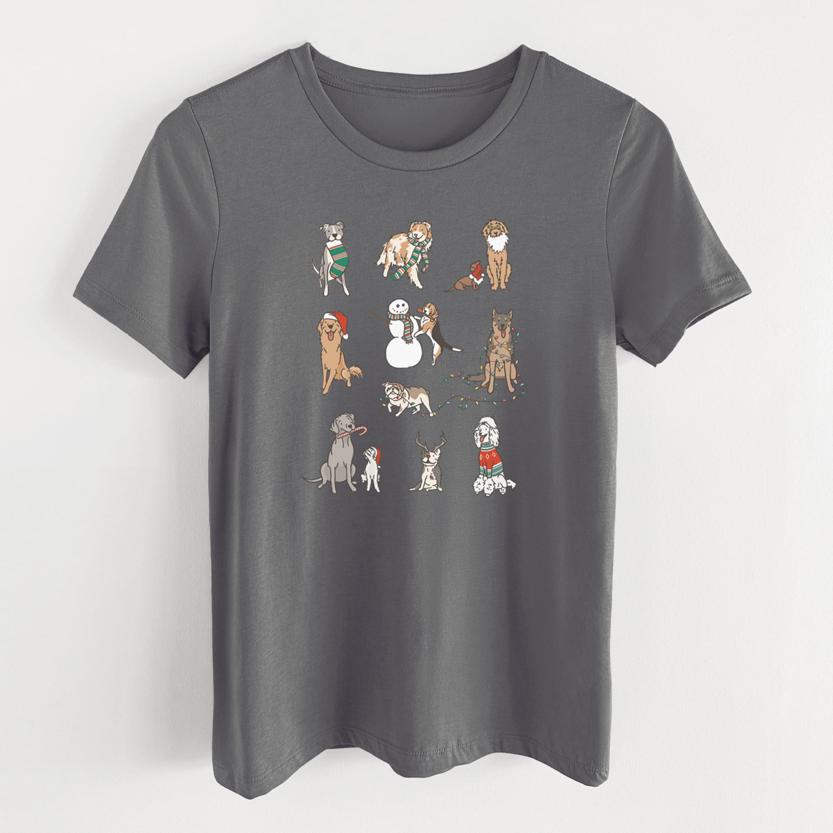 Christmas Pups - Women's Lightweight Relaxed Fit 100% Cotton Crewneck - Image 16