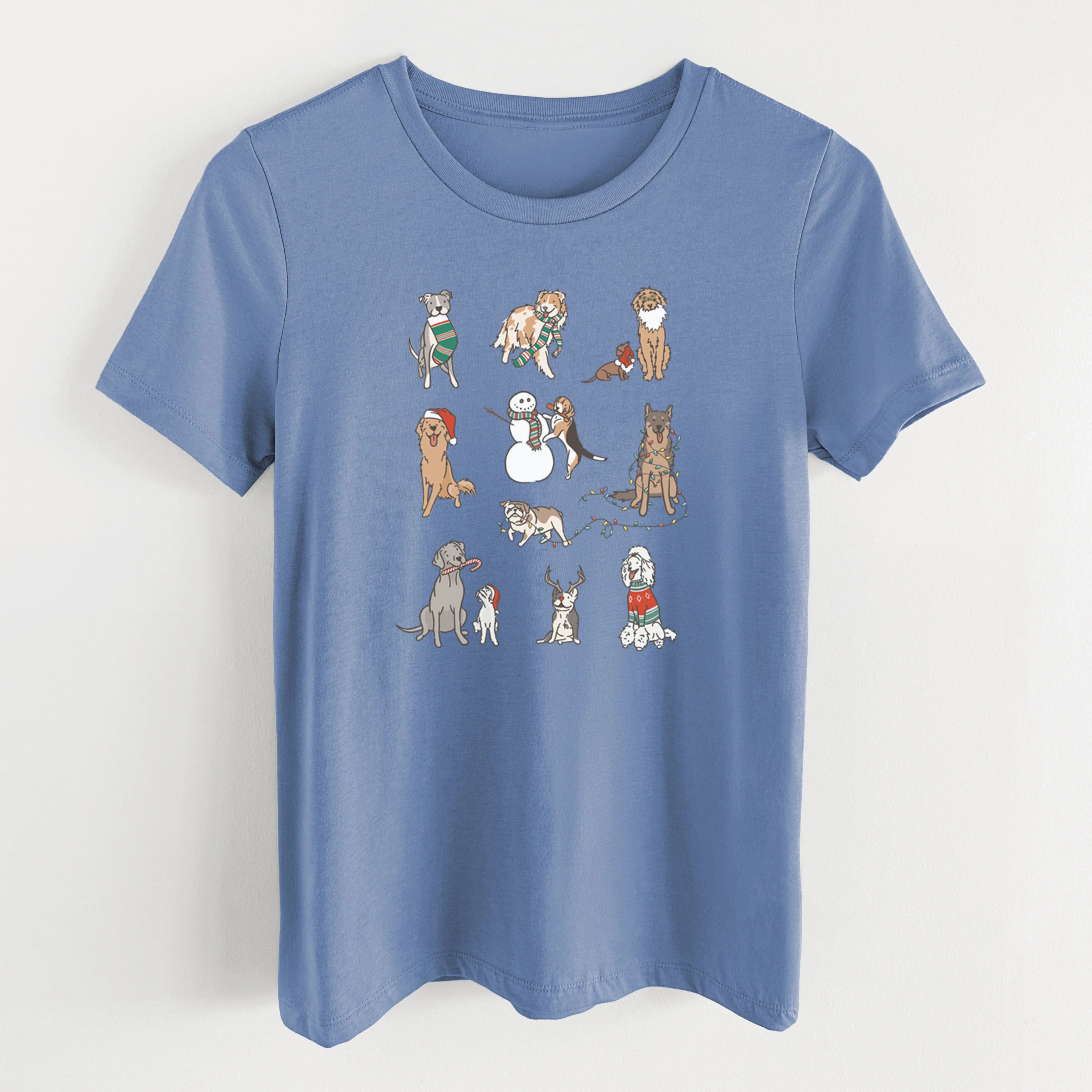 Christmas Pups - Women's Lightweight Relaxed Fit 100% Cotton Crewneck - Image 9