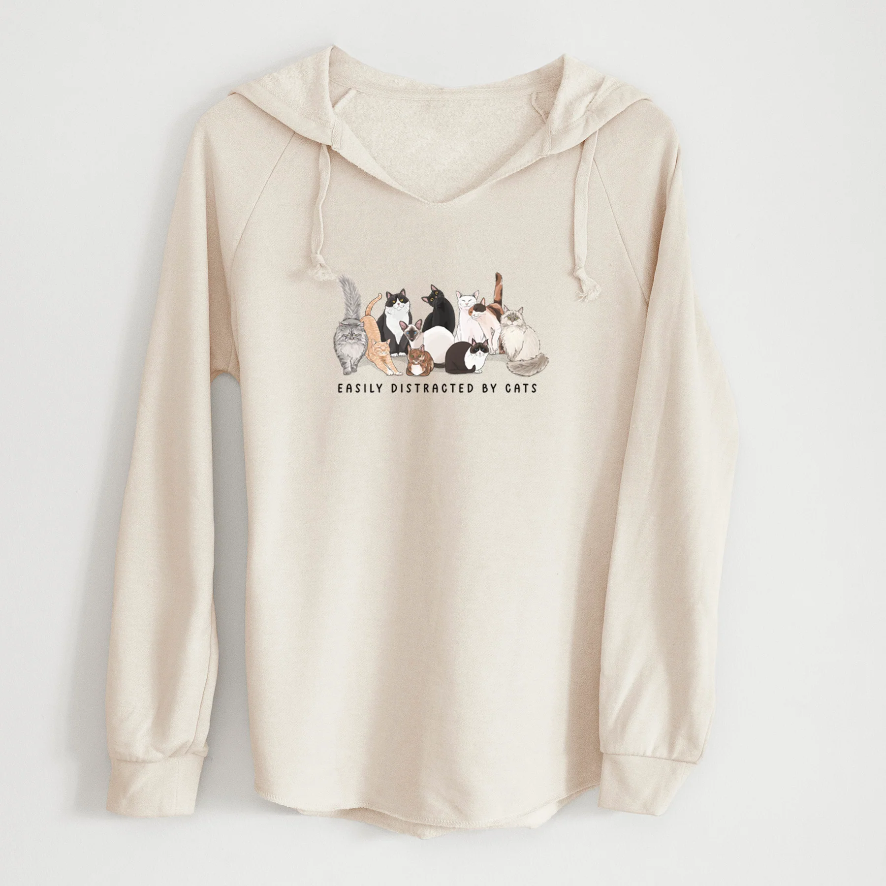 Vibrant Easily Distracted by Cats - Cali Wave Hooded Sweatshirt - Image 7